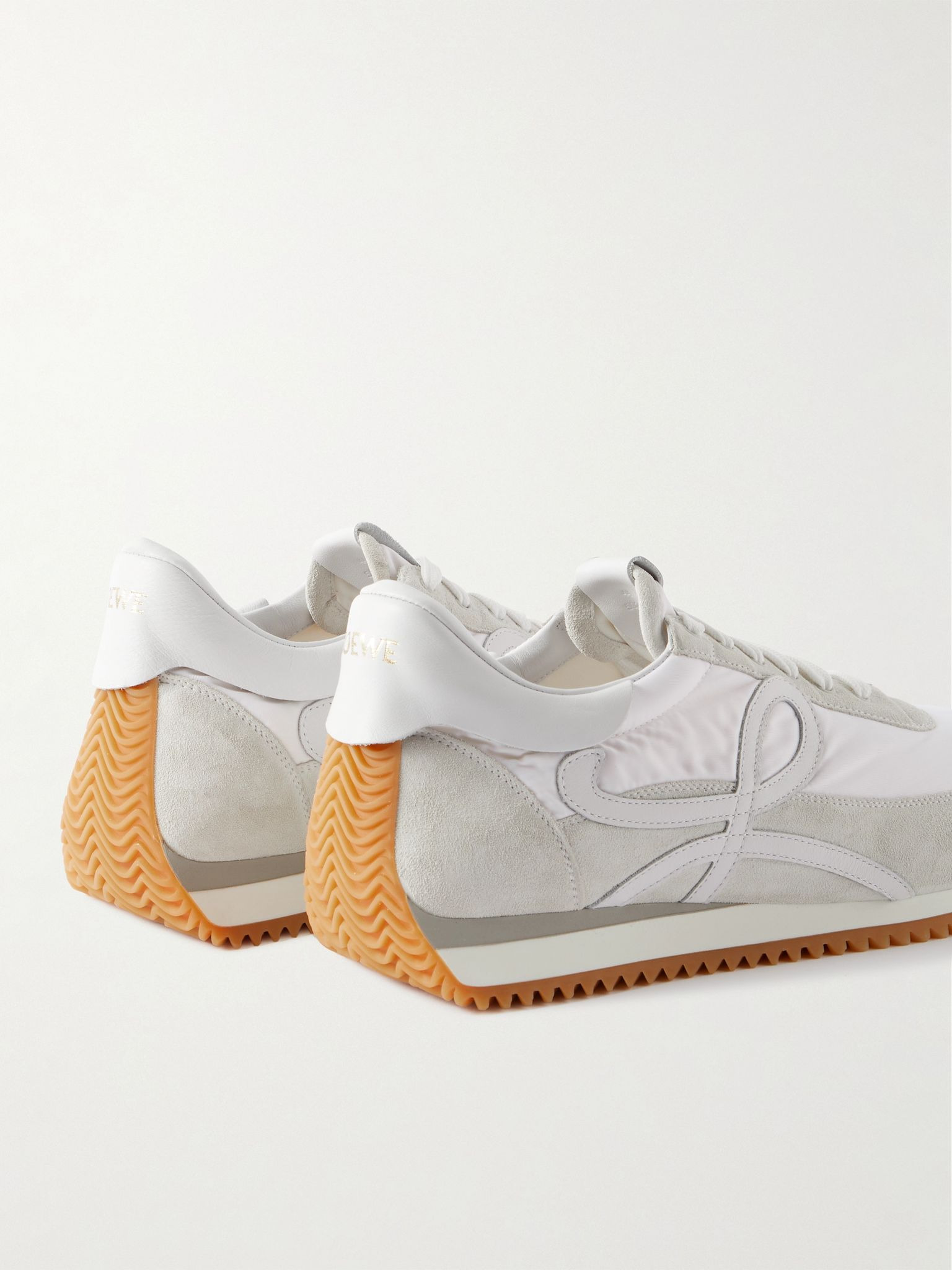 Flow Runner Leather-Trimmed Suede and Nylon Sneakers White - 5