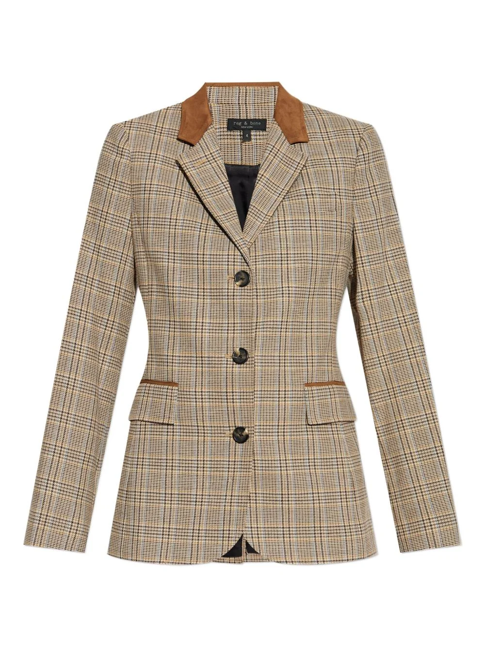 checked suede-trimmed jacket - 1