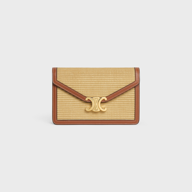 WALLET ON CHAIN MARGO in RAFFIA EFFECT TEXTILE and calfskin 1