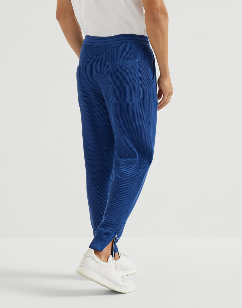 Cotton English rib knit trousers with zipper cuffs 3