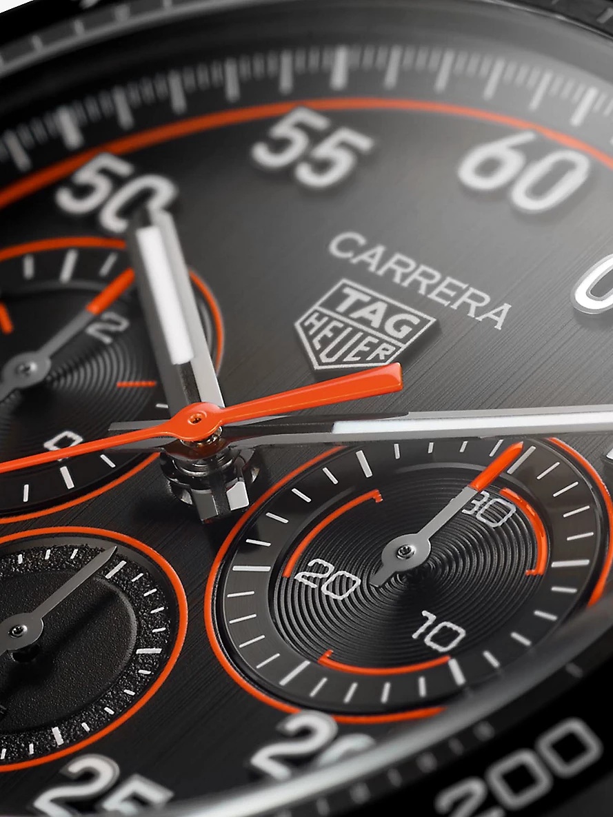 CBN2A1M.FC6526 Carrera Chronograph x Porsche Orange Racing stainless-steel and leather automatic wat - 2