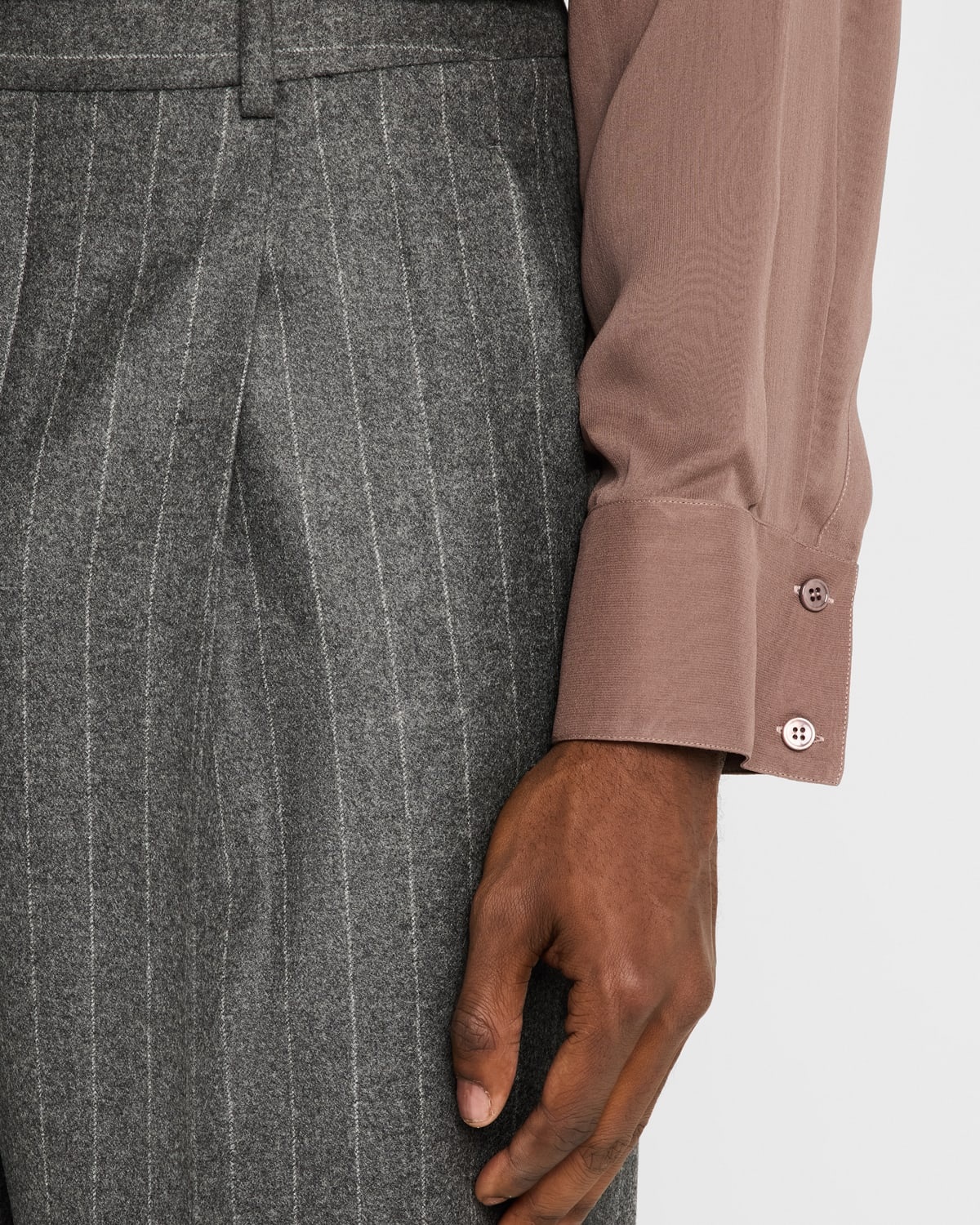 Men's Wool Relaxed Fit Single-Pleated Trousers - 5