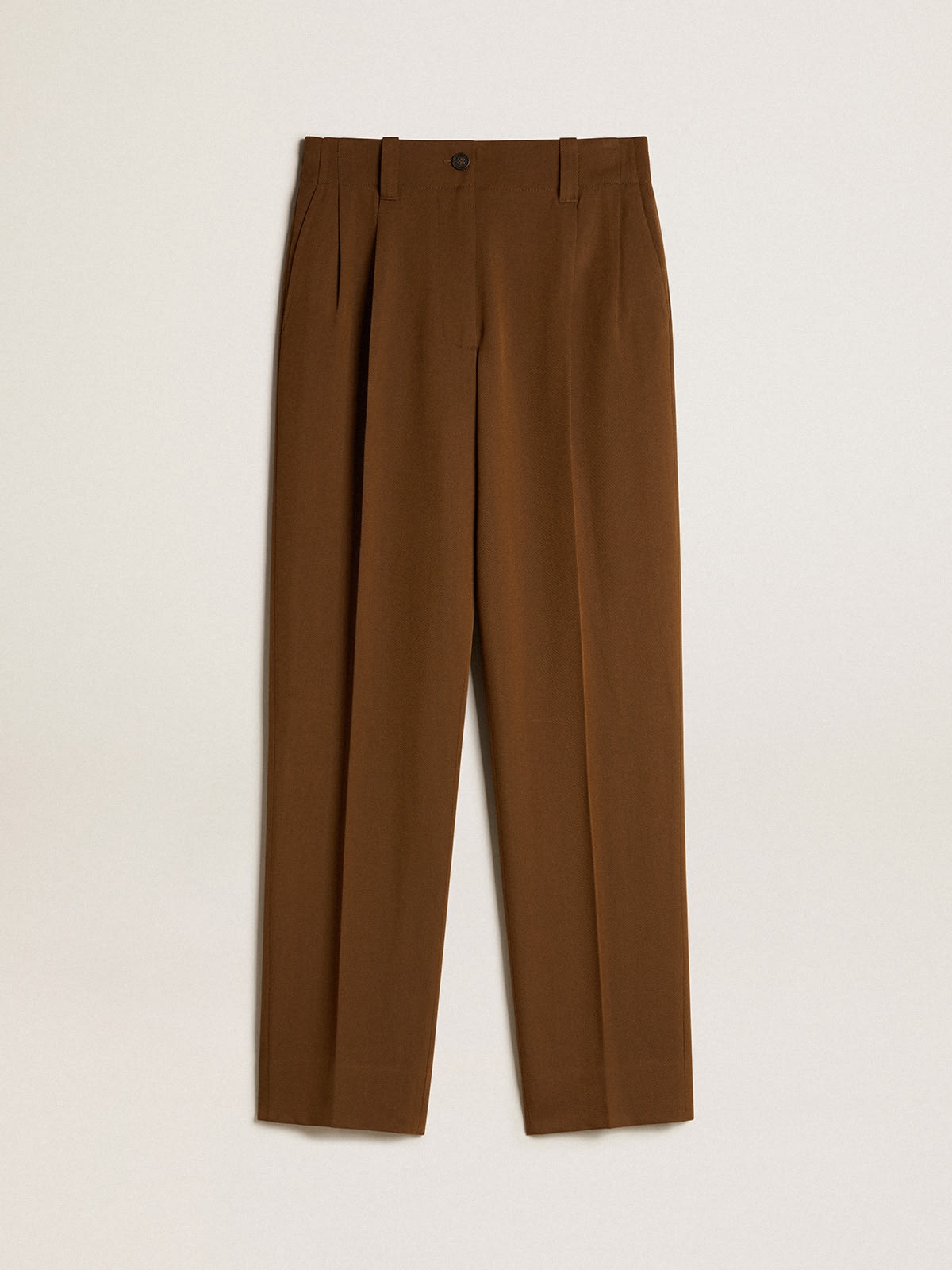Beech-colored pants in wool and viscose blend - 1