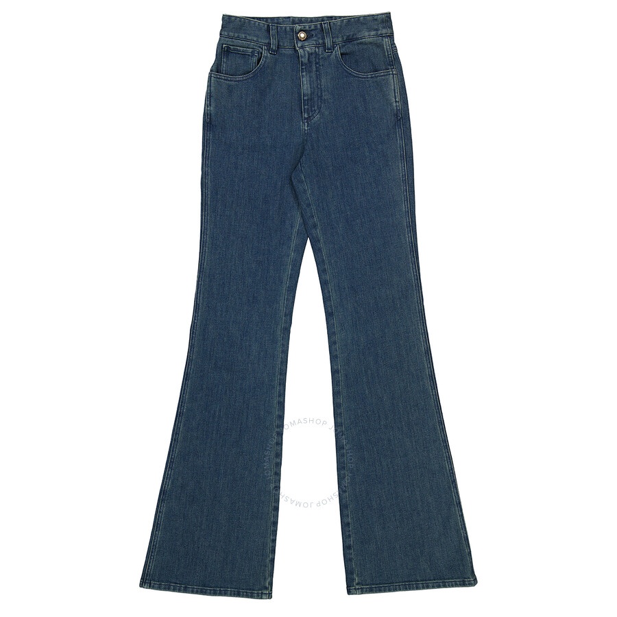 Chloe Ladies Dusky Blue Denim Flare Jeans - 1