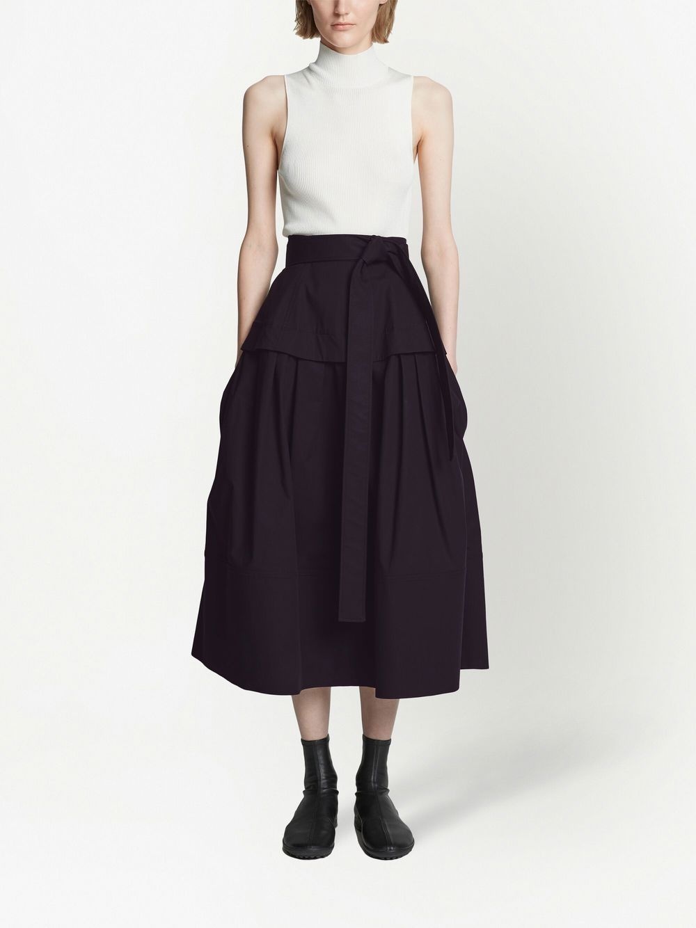 belted full-skirt midi skirt - 2