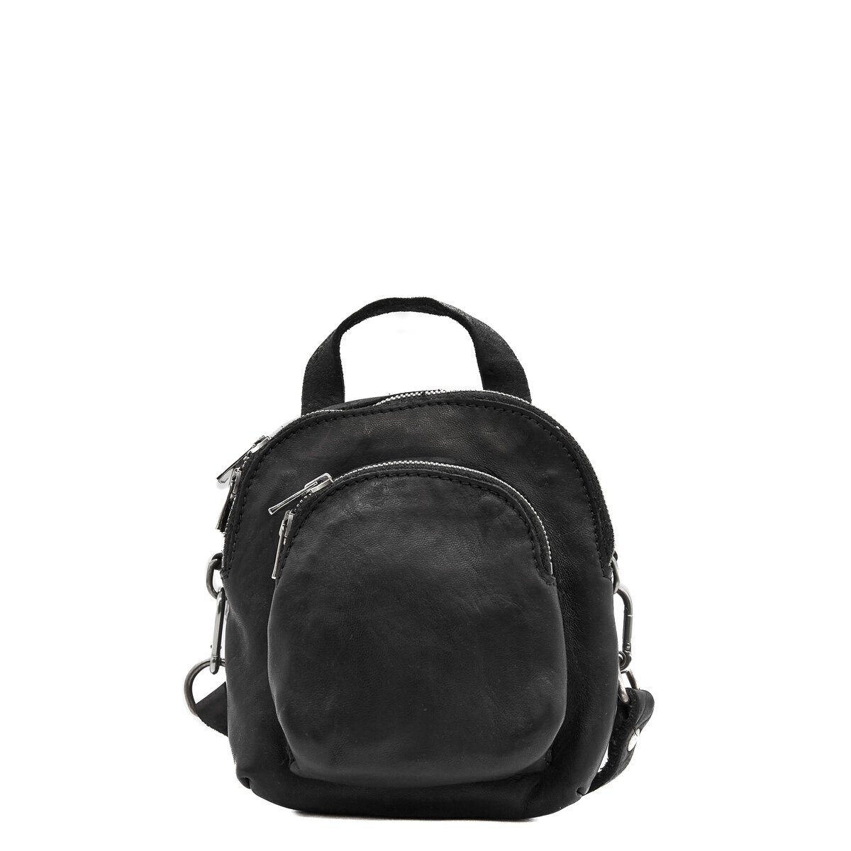 Guidi Leather Mini Backpack in Black REVERSIBLE