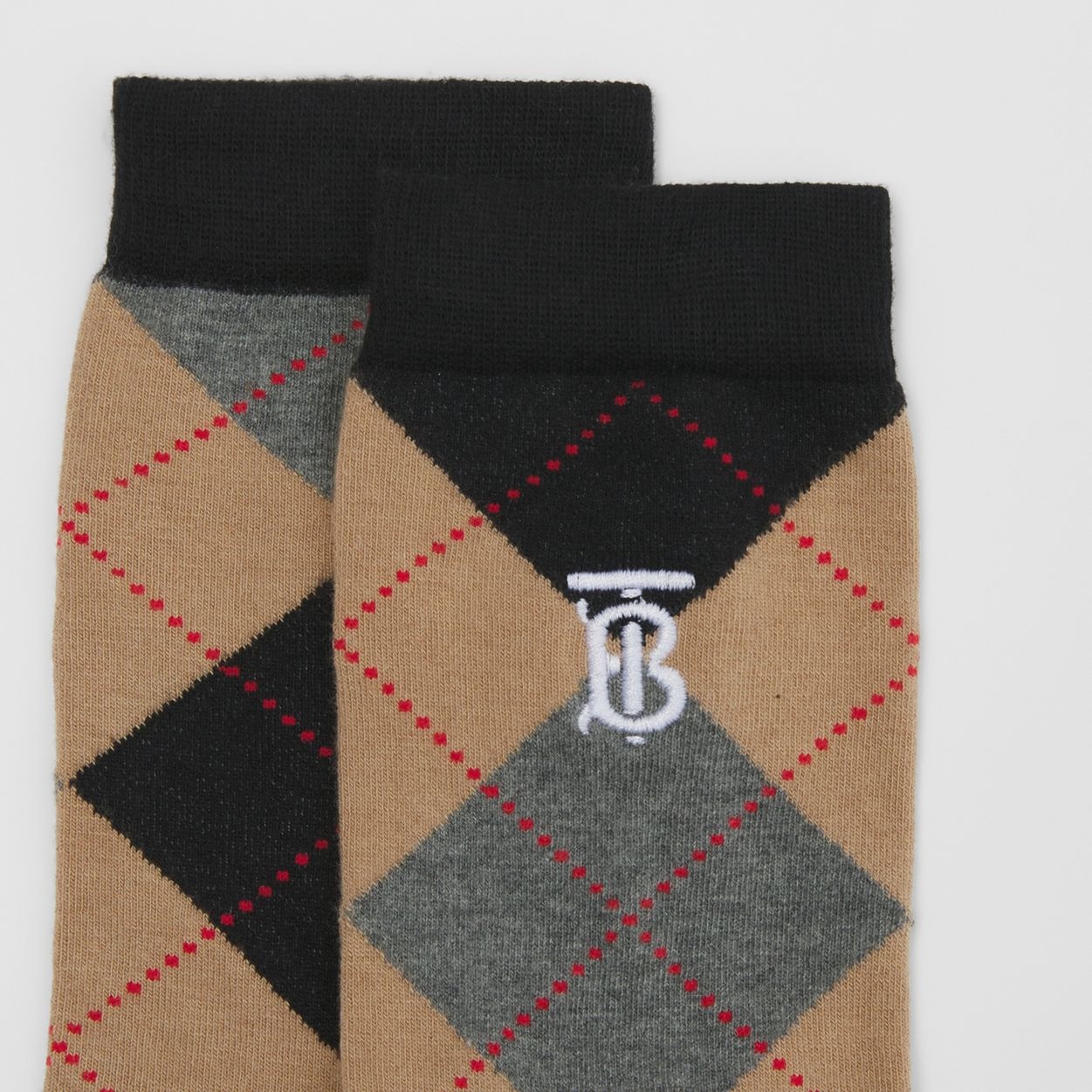 Argyle Intarsia Cotton Cashmere Blend Socks - 2