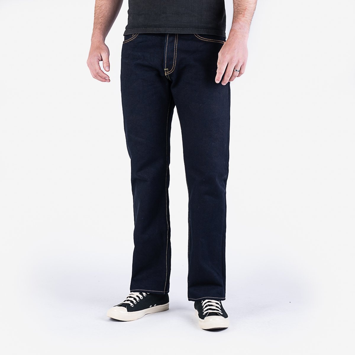 IH-634S-21ib 21oz Selvedge Denim Straight Cut Jeans - Indigo/Black - 2