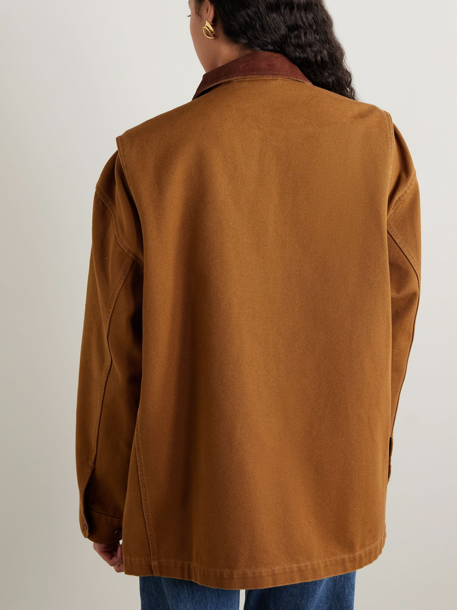Pascual corduroy-trimmed cotton-canvas jacket Light brown - 4