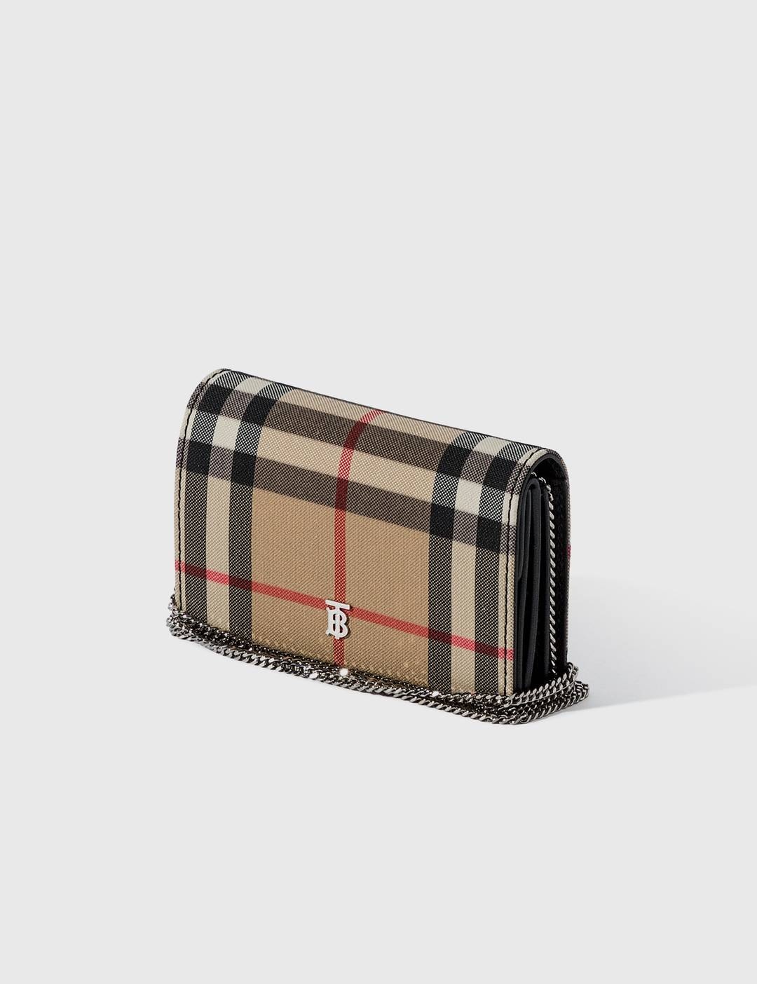 Vintage Check Card Case with Detachable Strap - 1