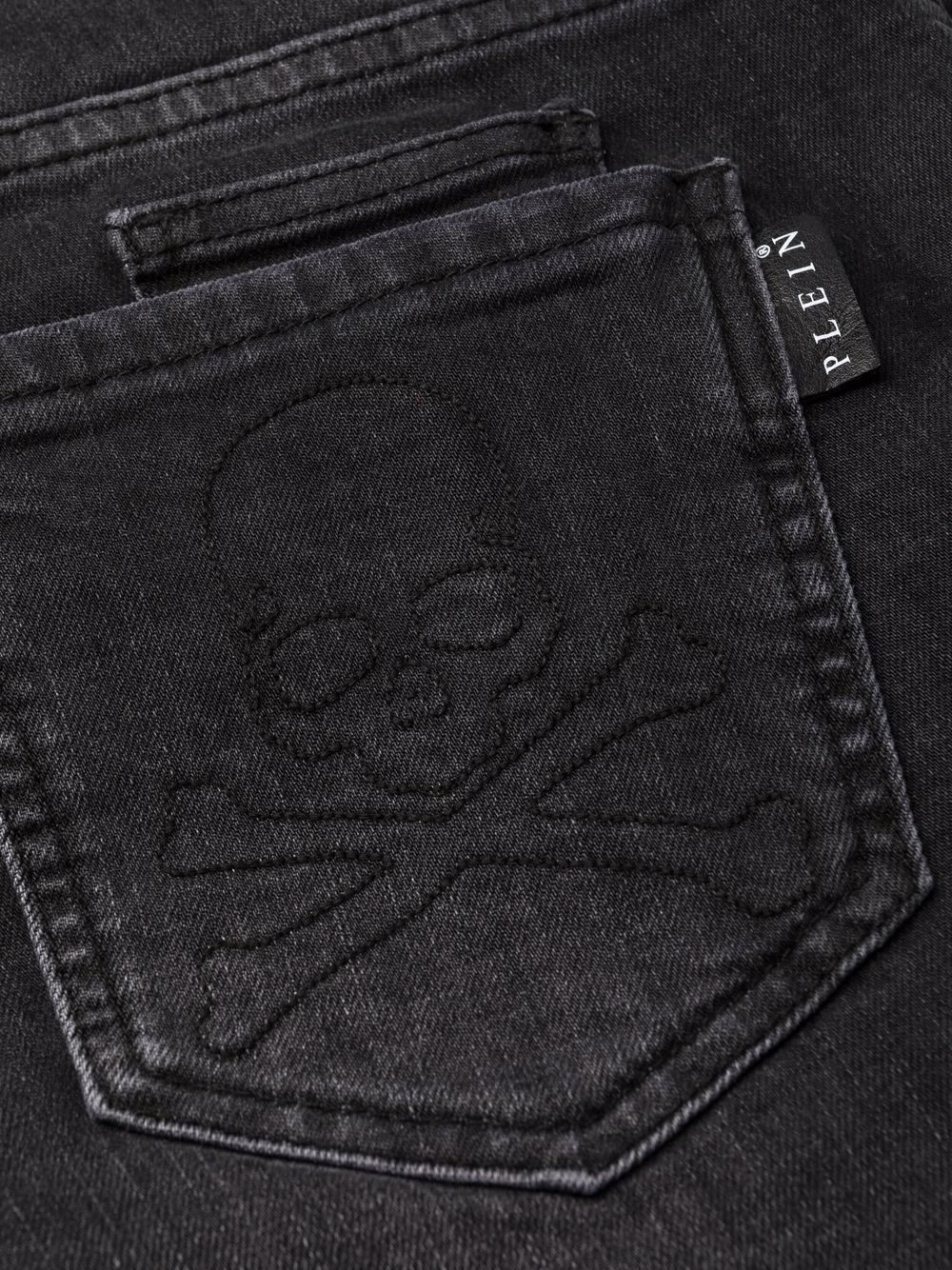 embroidered-skull slim-fit jeans - 6