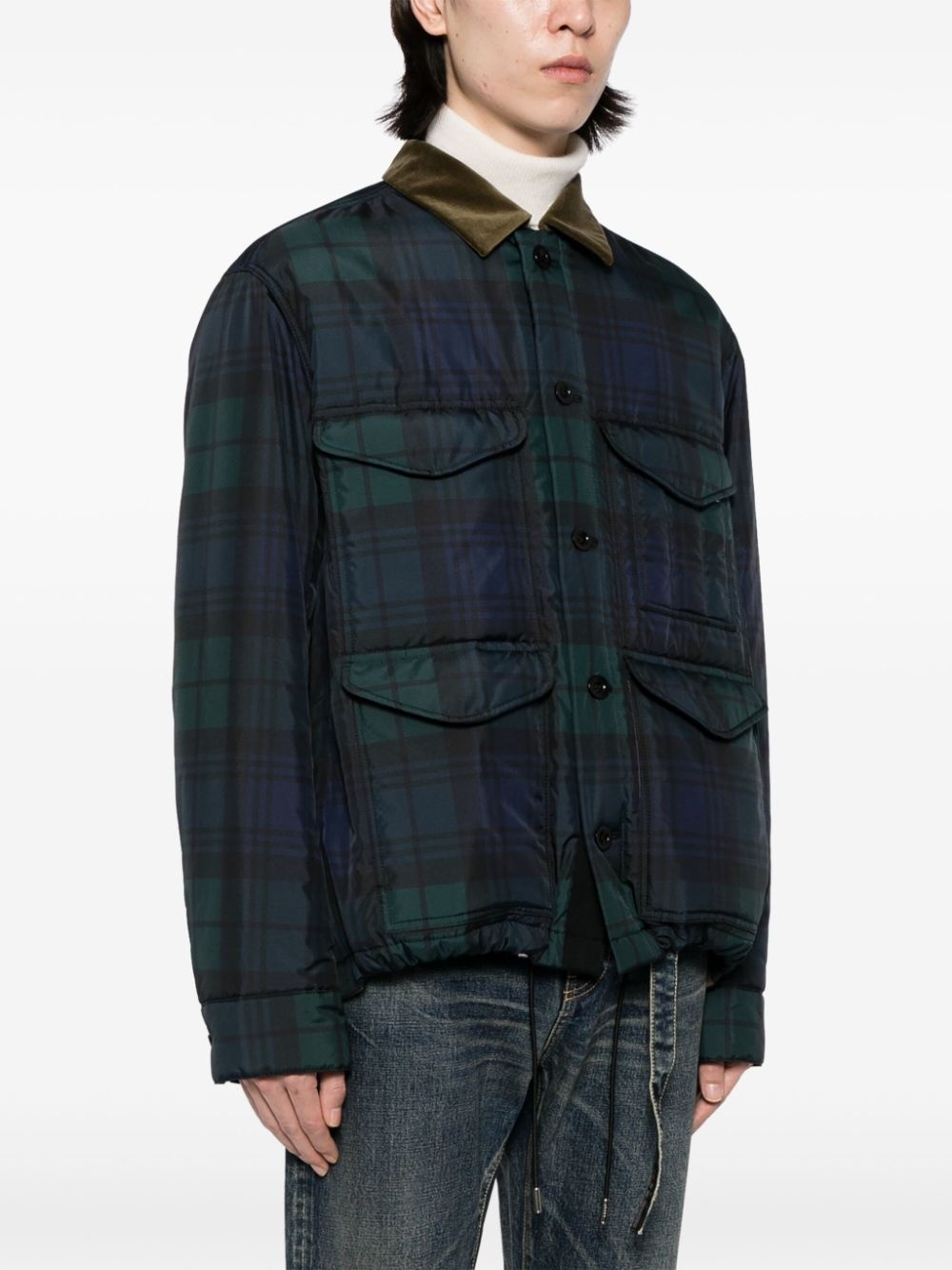 tartan-check taffeta jacket - 3