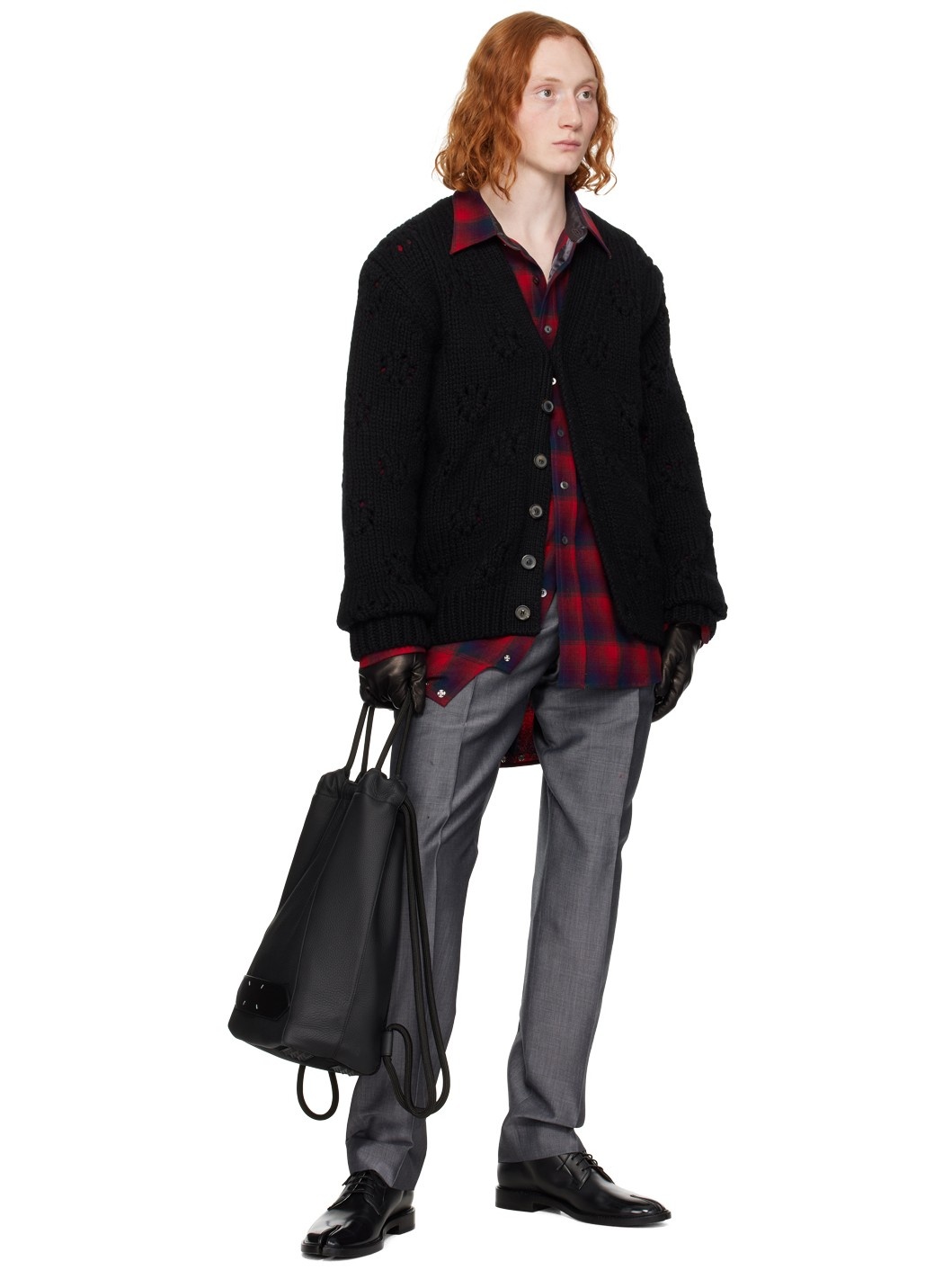 Black Y-Neck Cardigan - 4