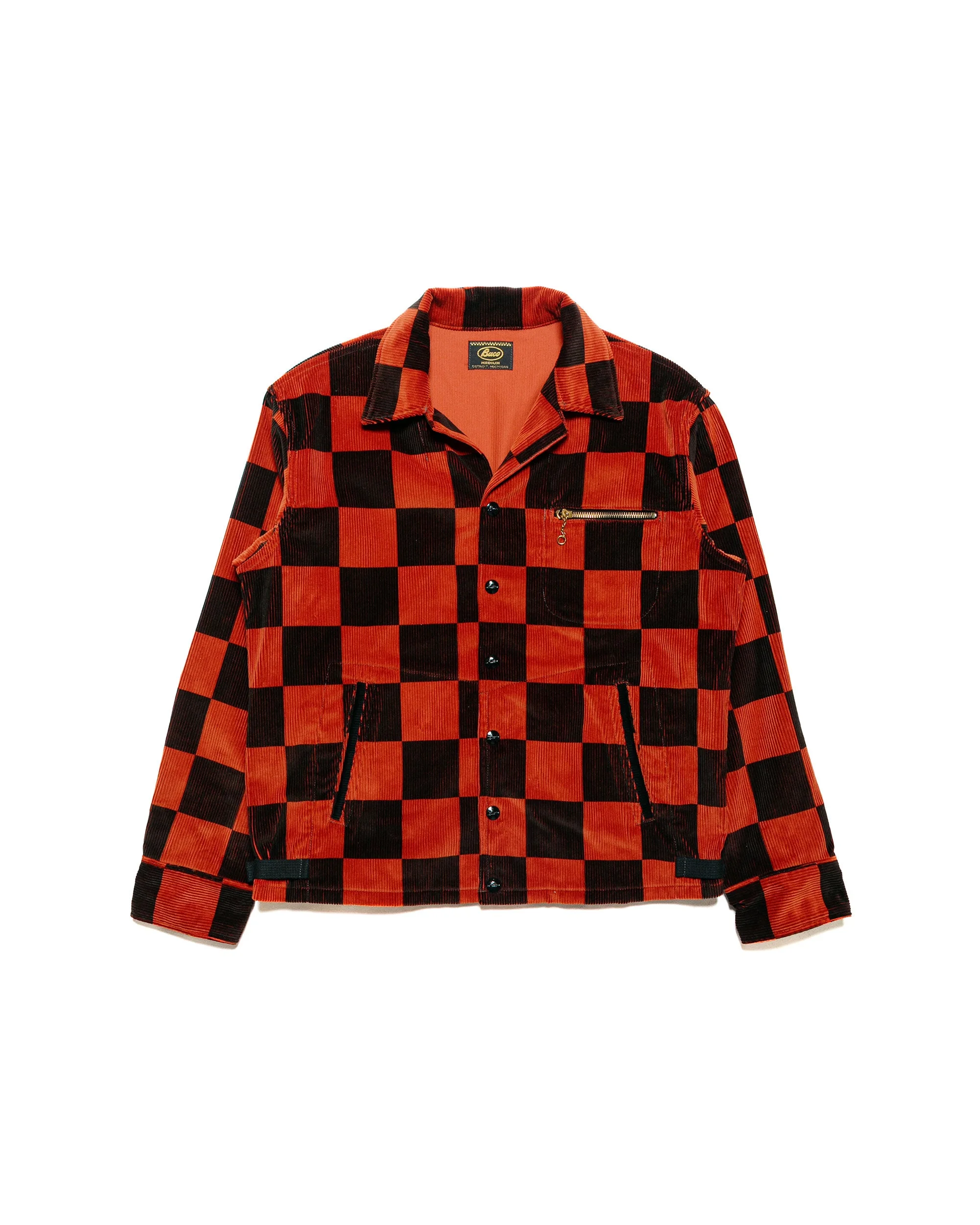 BJ23103 Buco Checkered Corduroy Jacket Orange/Black - 1