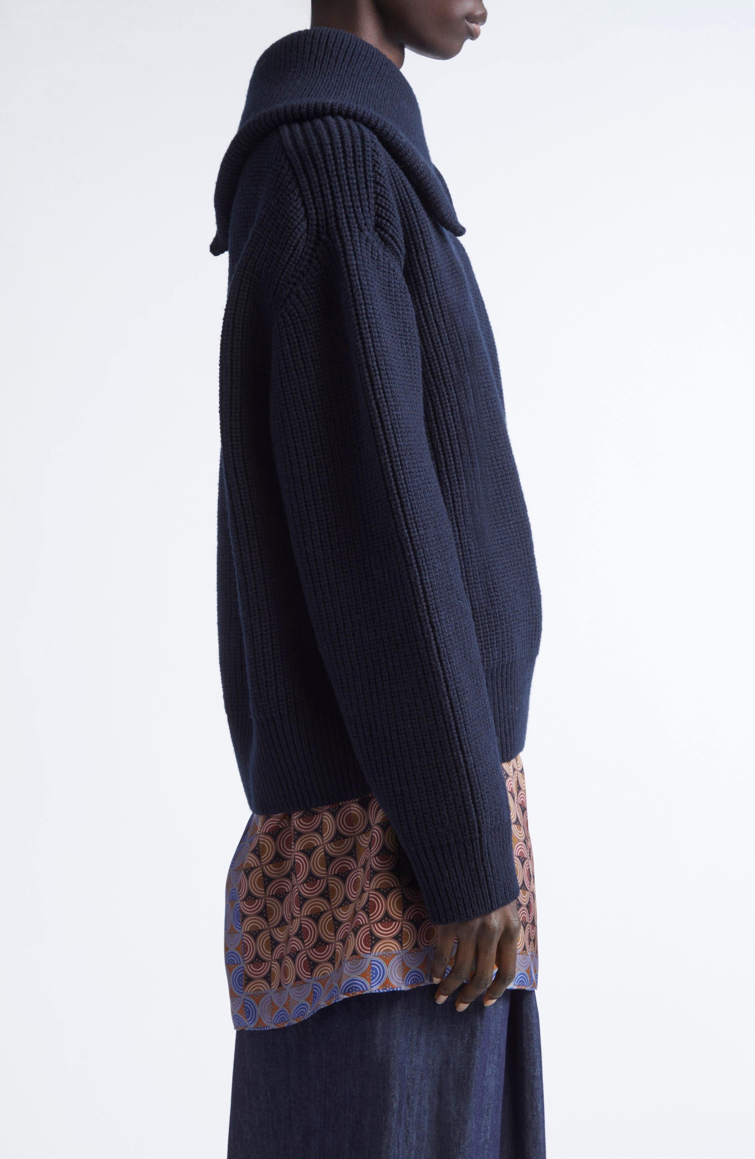 Dries Van Noten Talim Wool Half Zip Turtleneck Sweater in Black at Nordstrom - 4