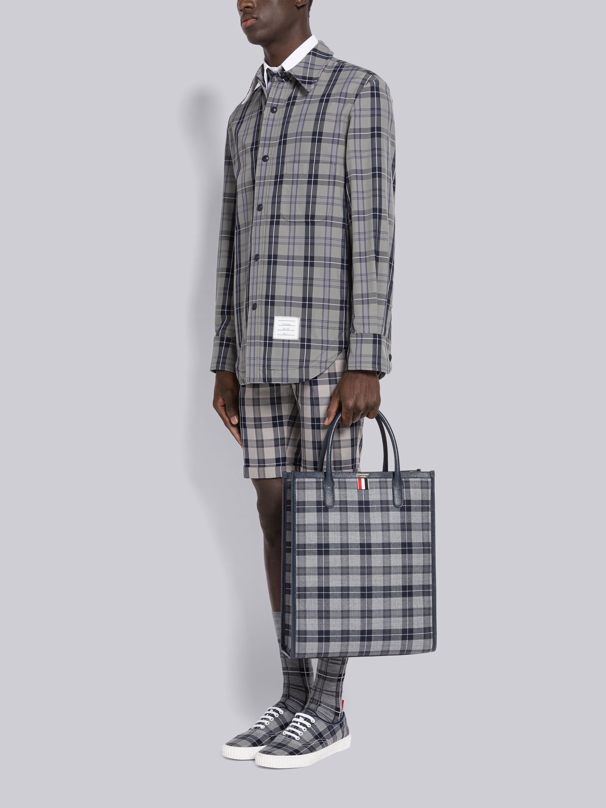 Tartan Wool And Leather Vertical Tote - 6