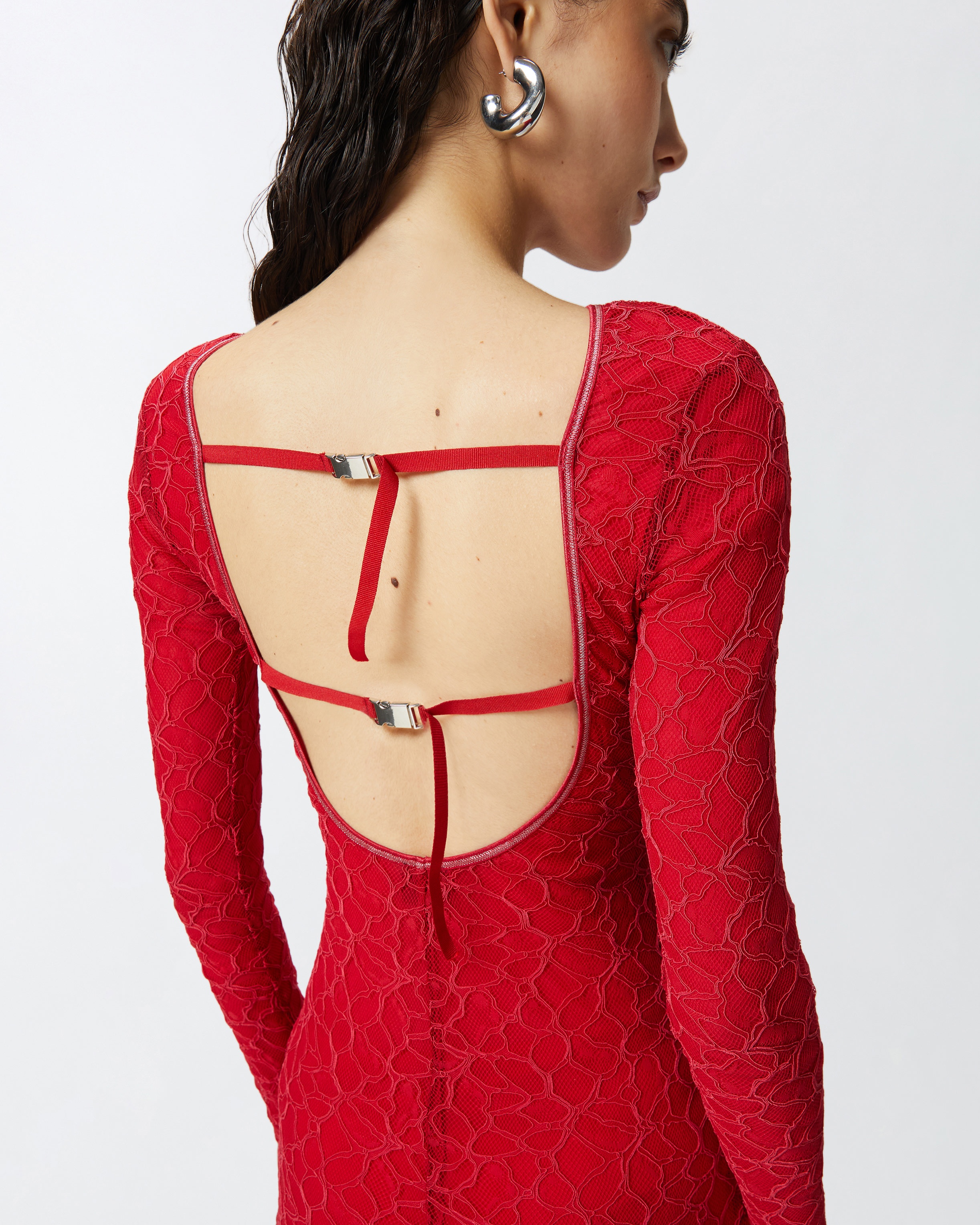 FITTED LACE DRESS WITH OPEN BACK - 5