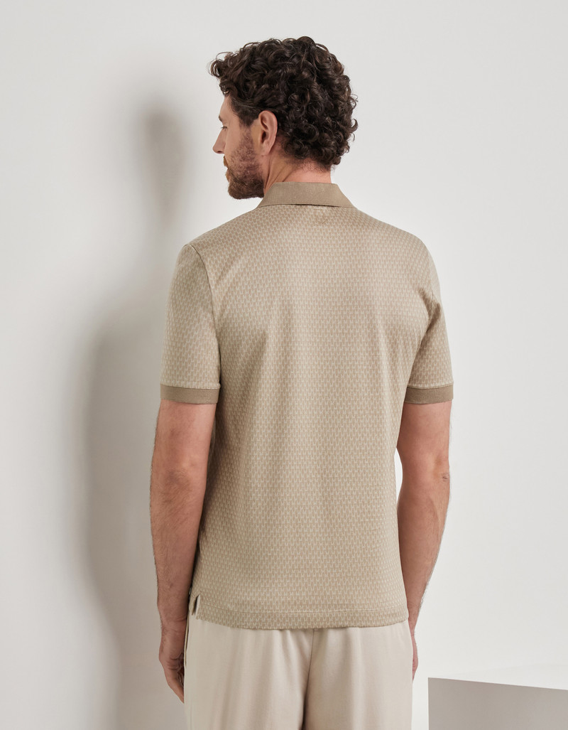 BEIGE-HAZELNUT COTTON JACQUARD POLO SHIRT 3