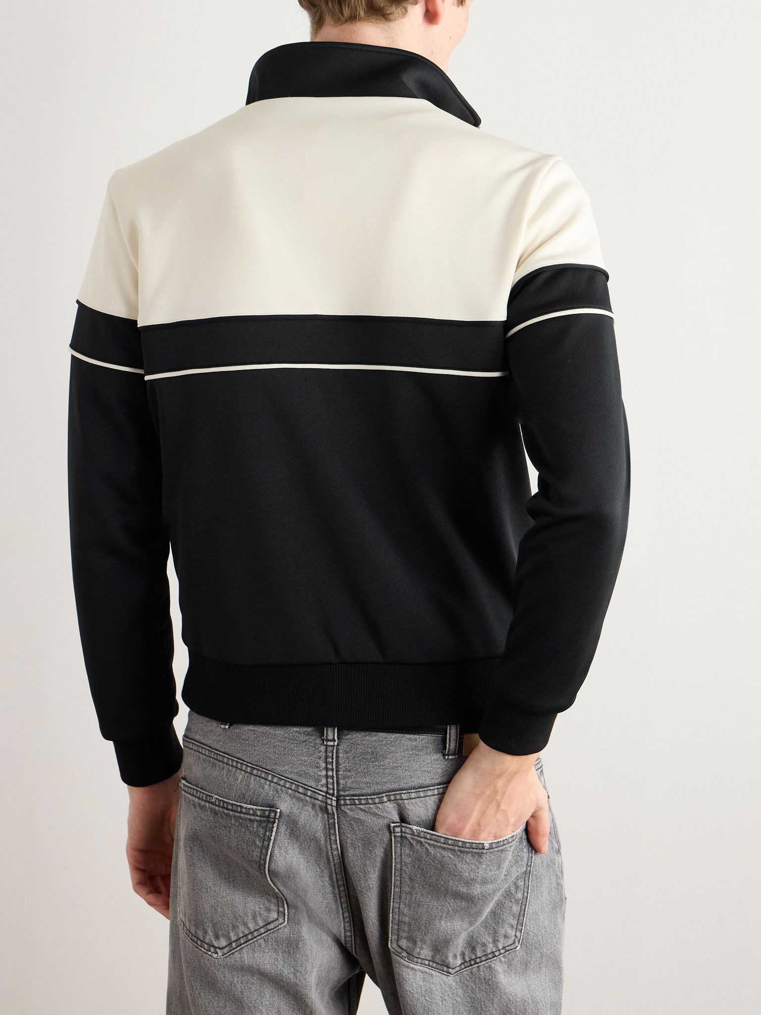 Logo-Embroidered Colour-Block Jersey Track Jacket Black - 3