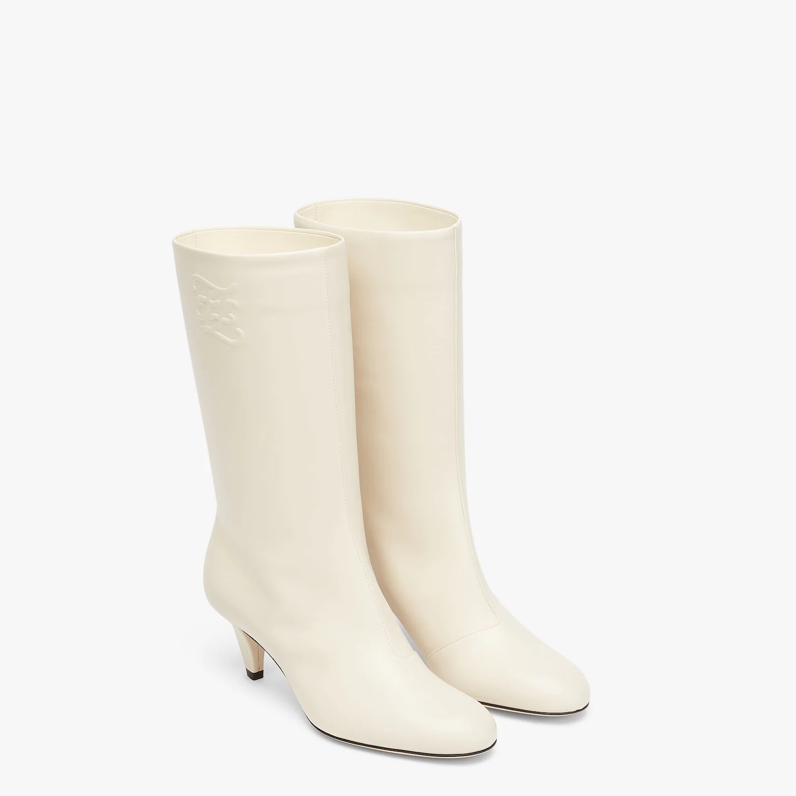 White leather boots with medium heel - 4