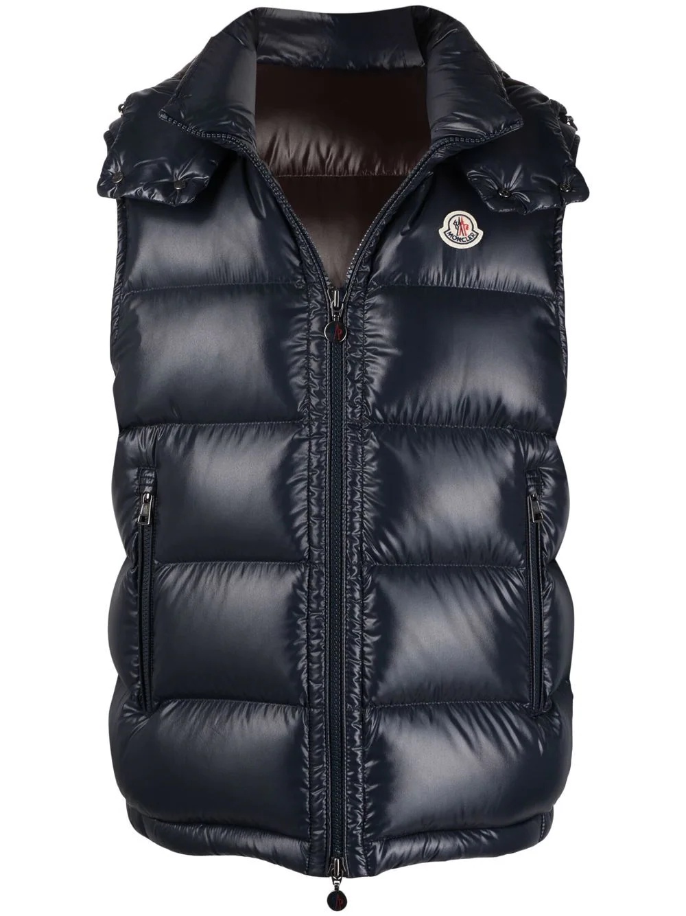 logo-patch padded sleeveless jacket - 1