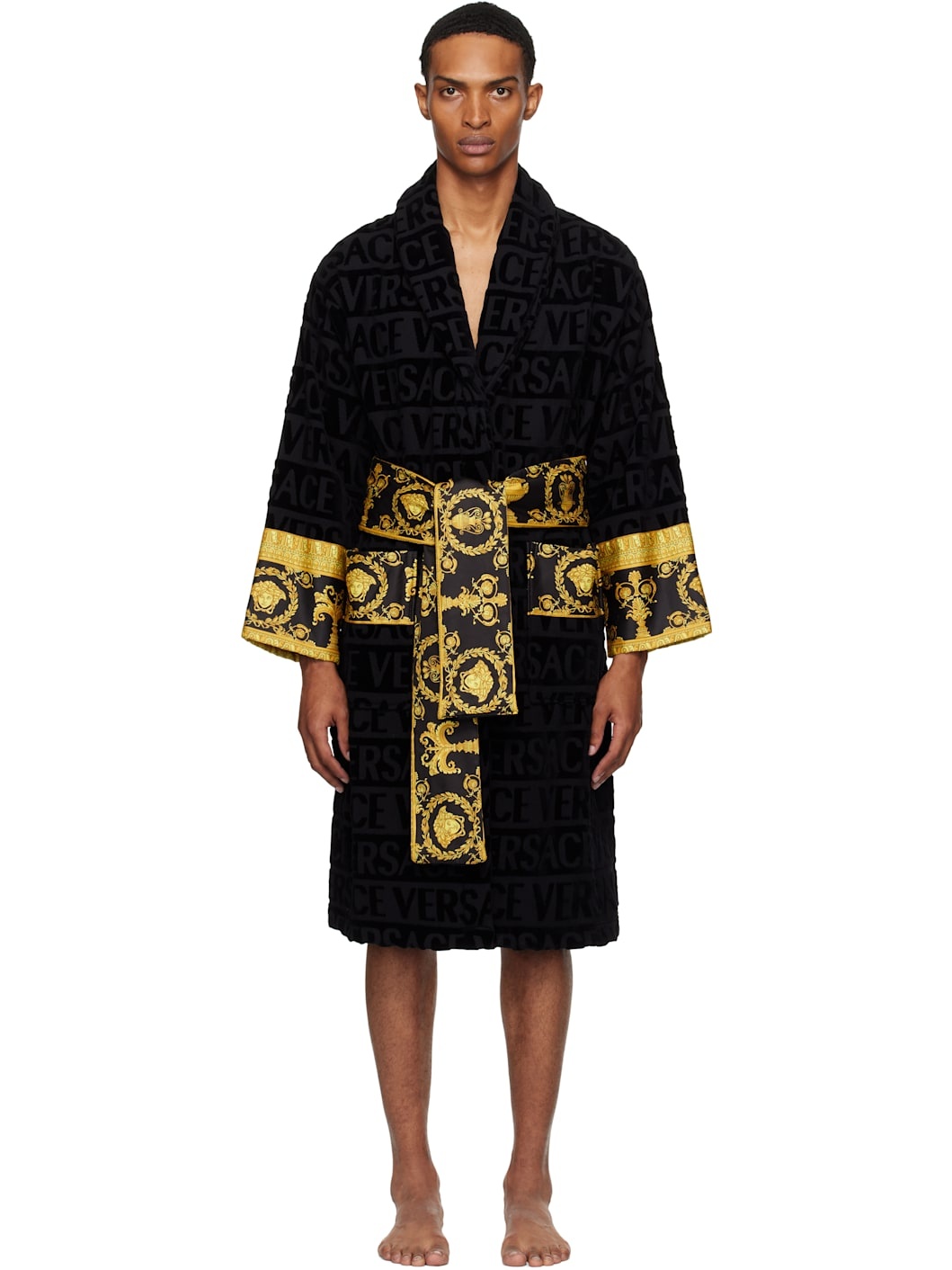 Black 'I Heart Baroque' Bathrobe - 1