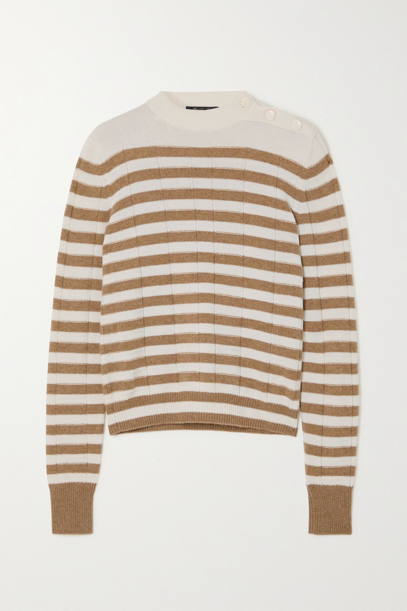 Button-detailed striped cashmere sweater - 1