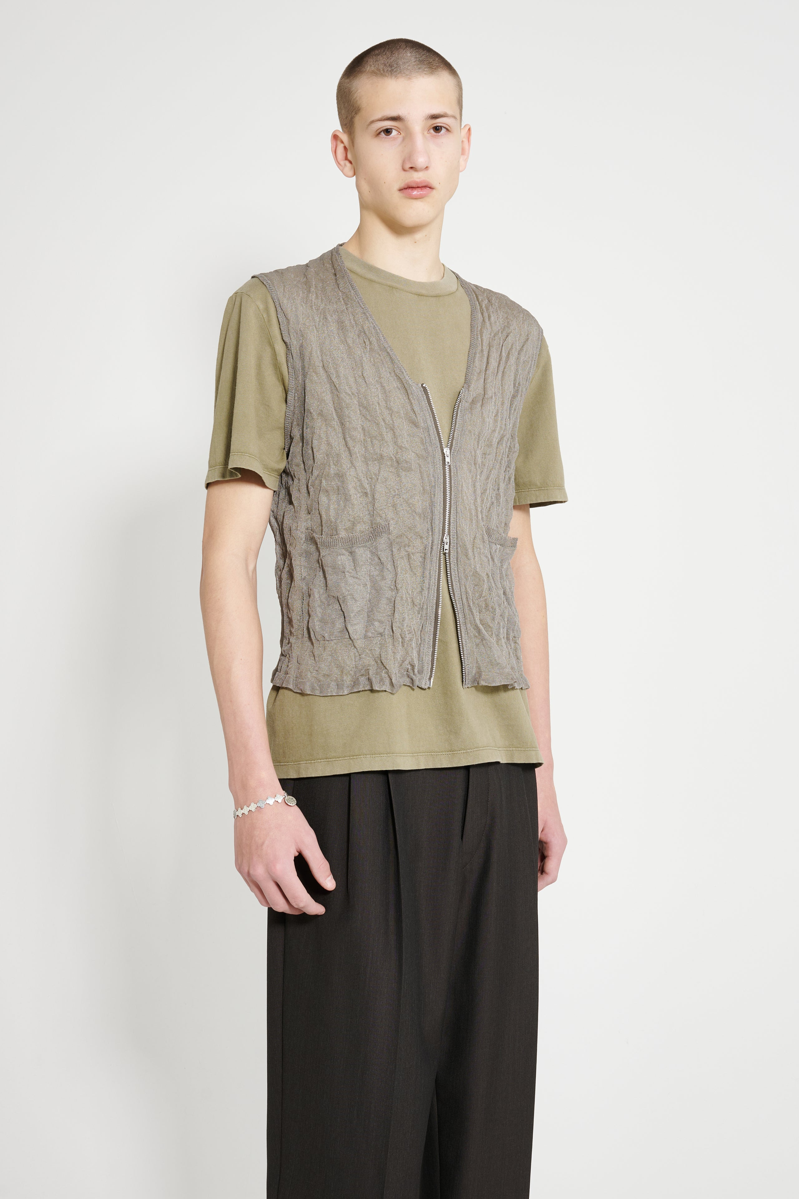 OUR LEGACY CRUSH VEST ASH SILK STEEL - 3