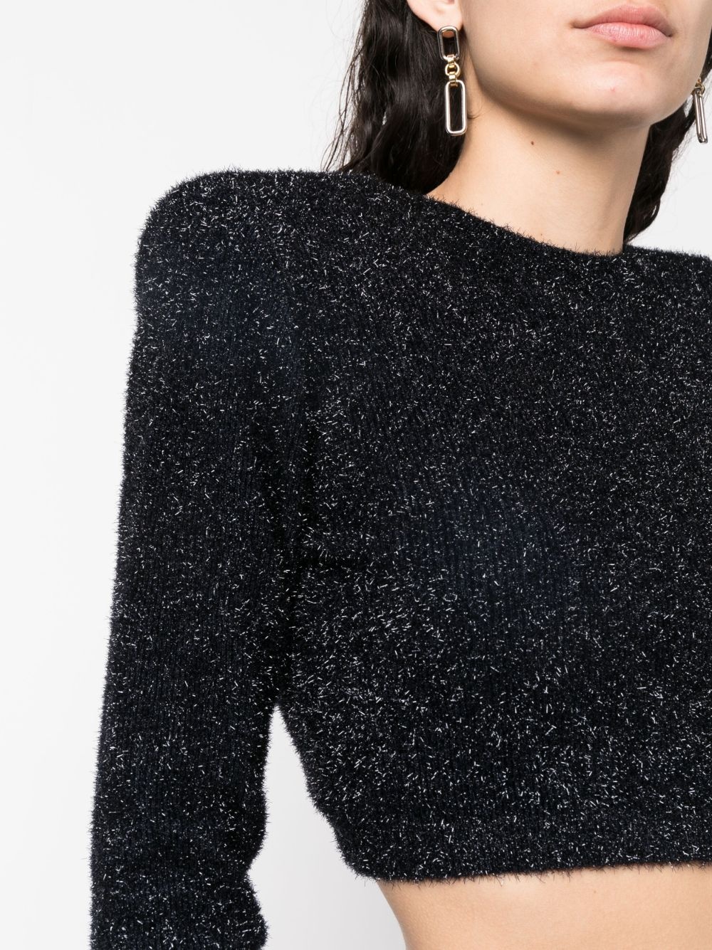 glitter-knit open-back cropped top - 5