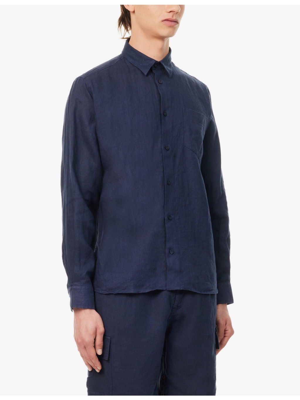 Caroubis logo-embroidered linen shirt - 3