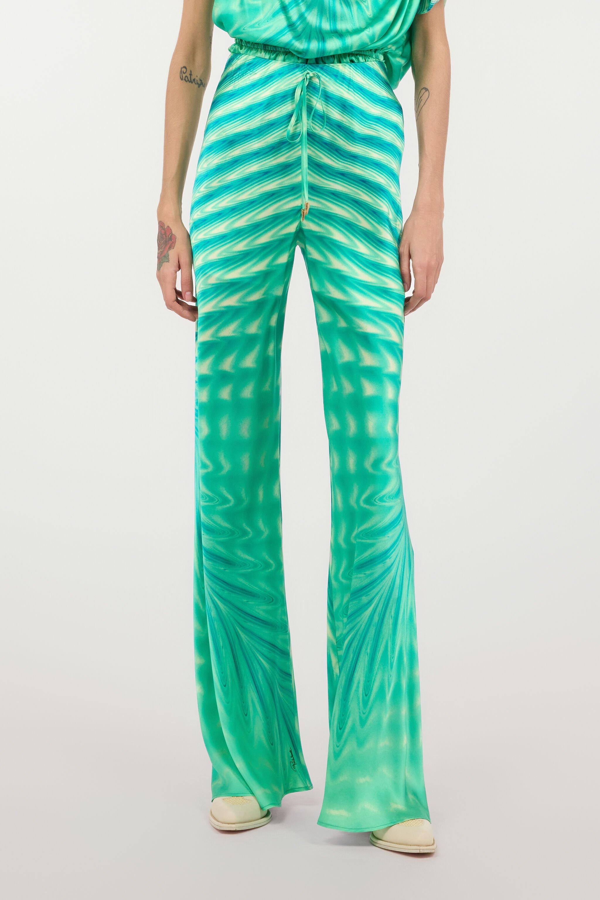 Optical Glass-Print Silk Pants - 3