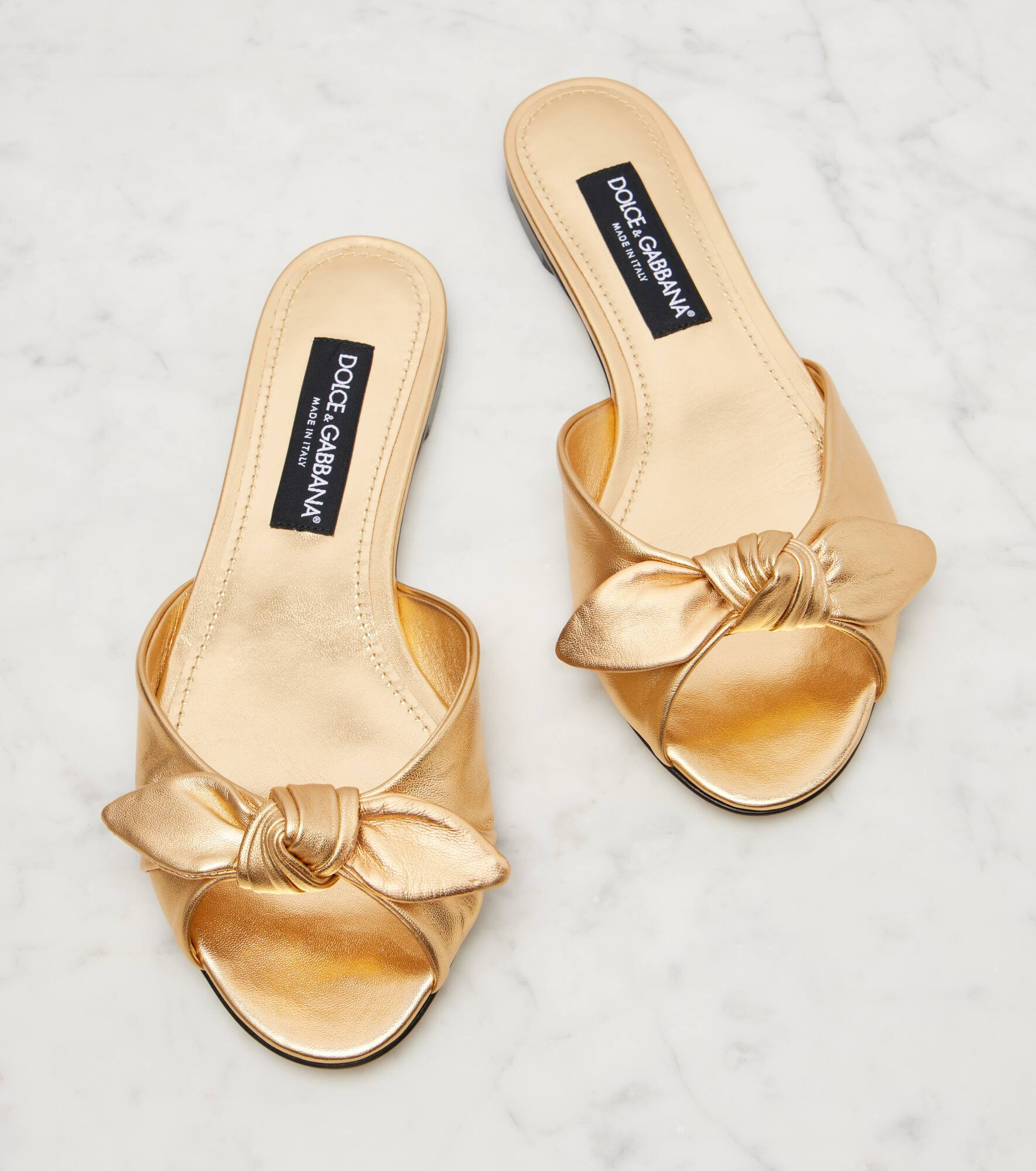 Metallic leather slides - 5