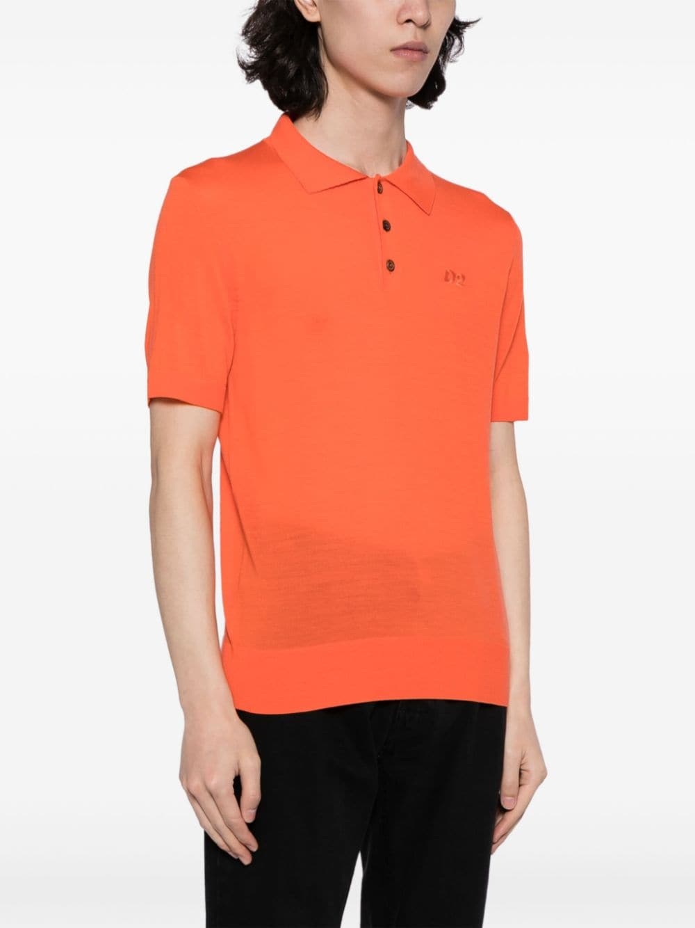 logo-embroidered virgin wool polo shirt - 3