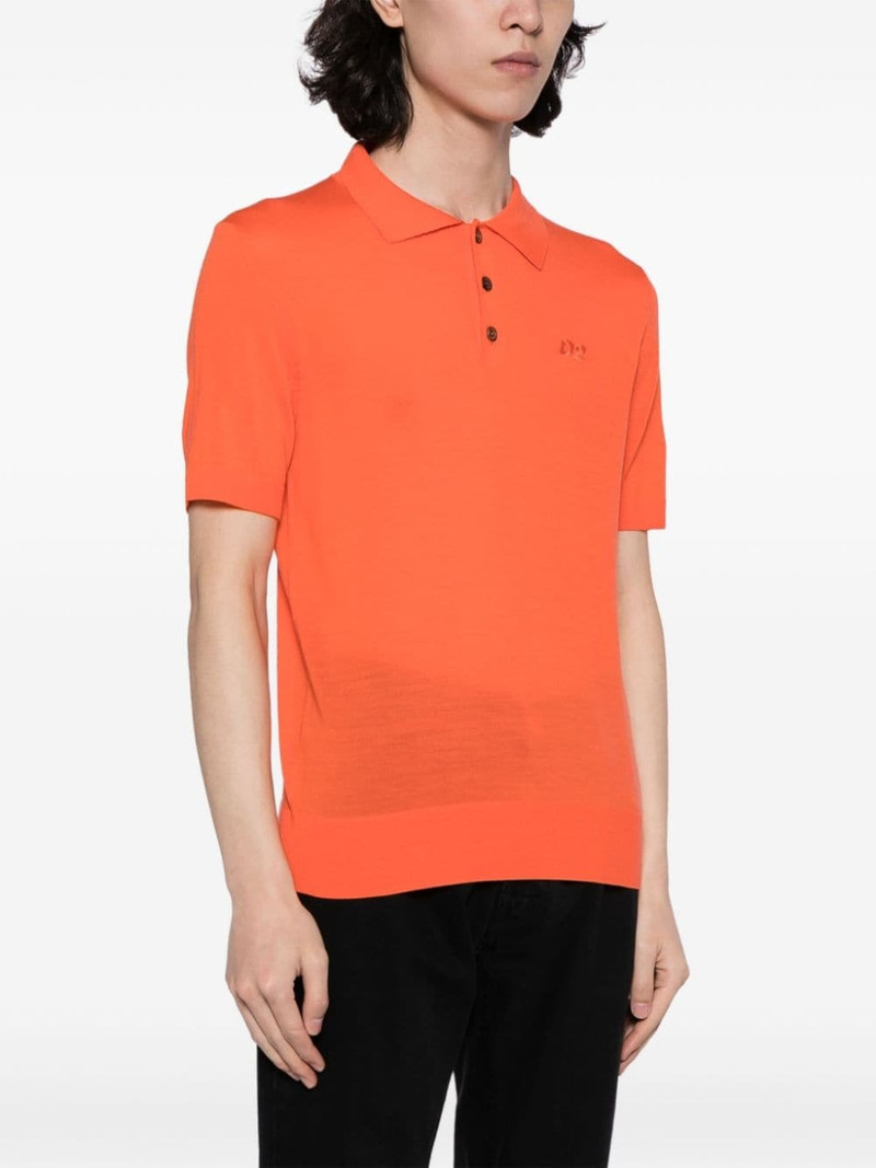 logo-embroidered virgin wool polo shirt 3