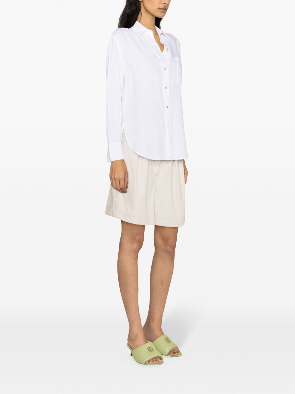 classic-collar linen shirt - 3