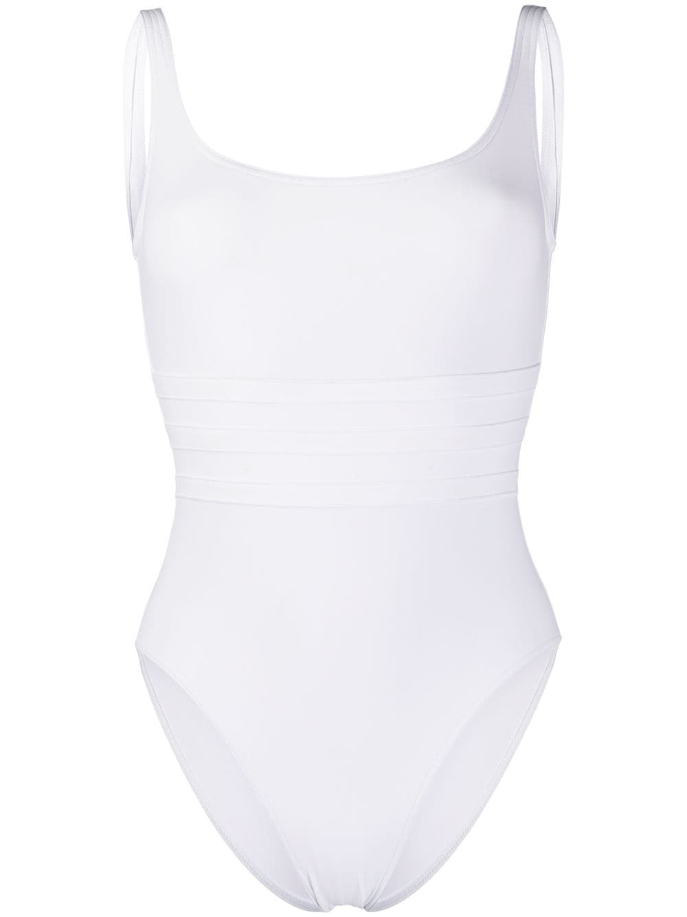 stitched panel swimsuit - 1