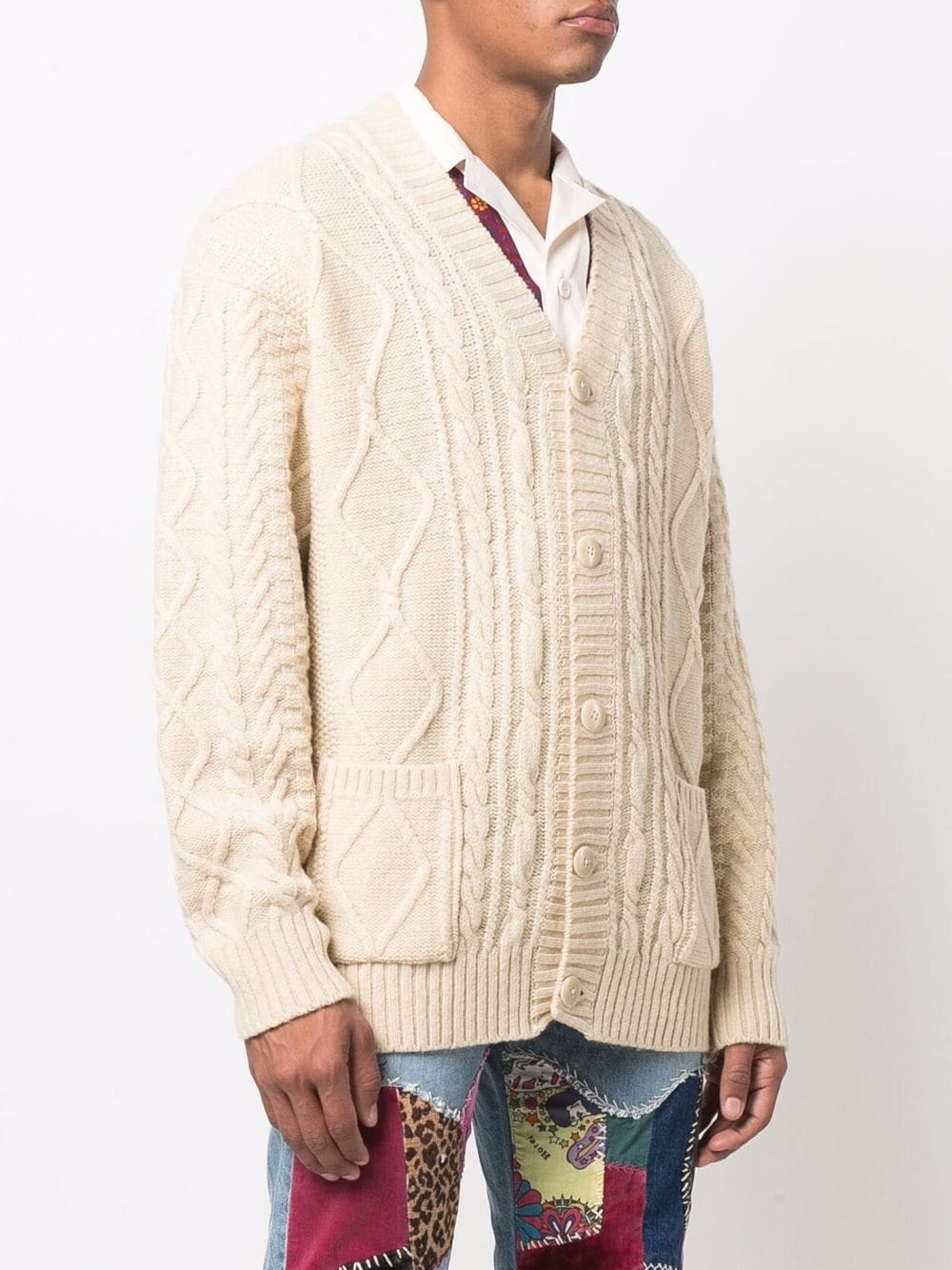 cable-knit happy-patch cardigan - 4