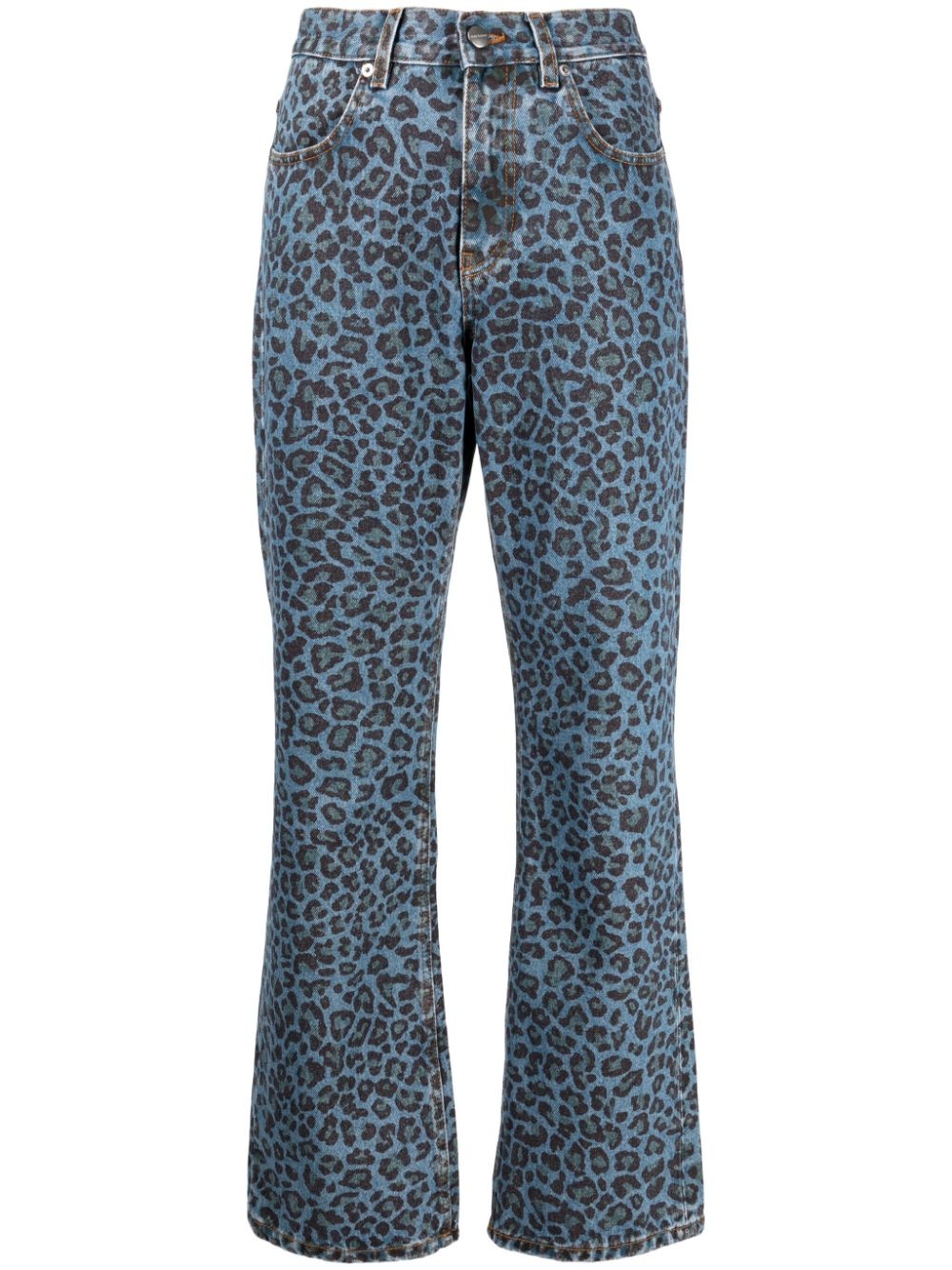 leopard-print flared jeans - 1