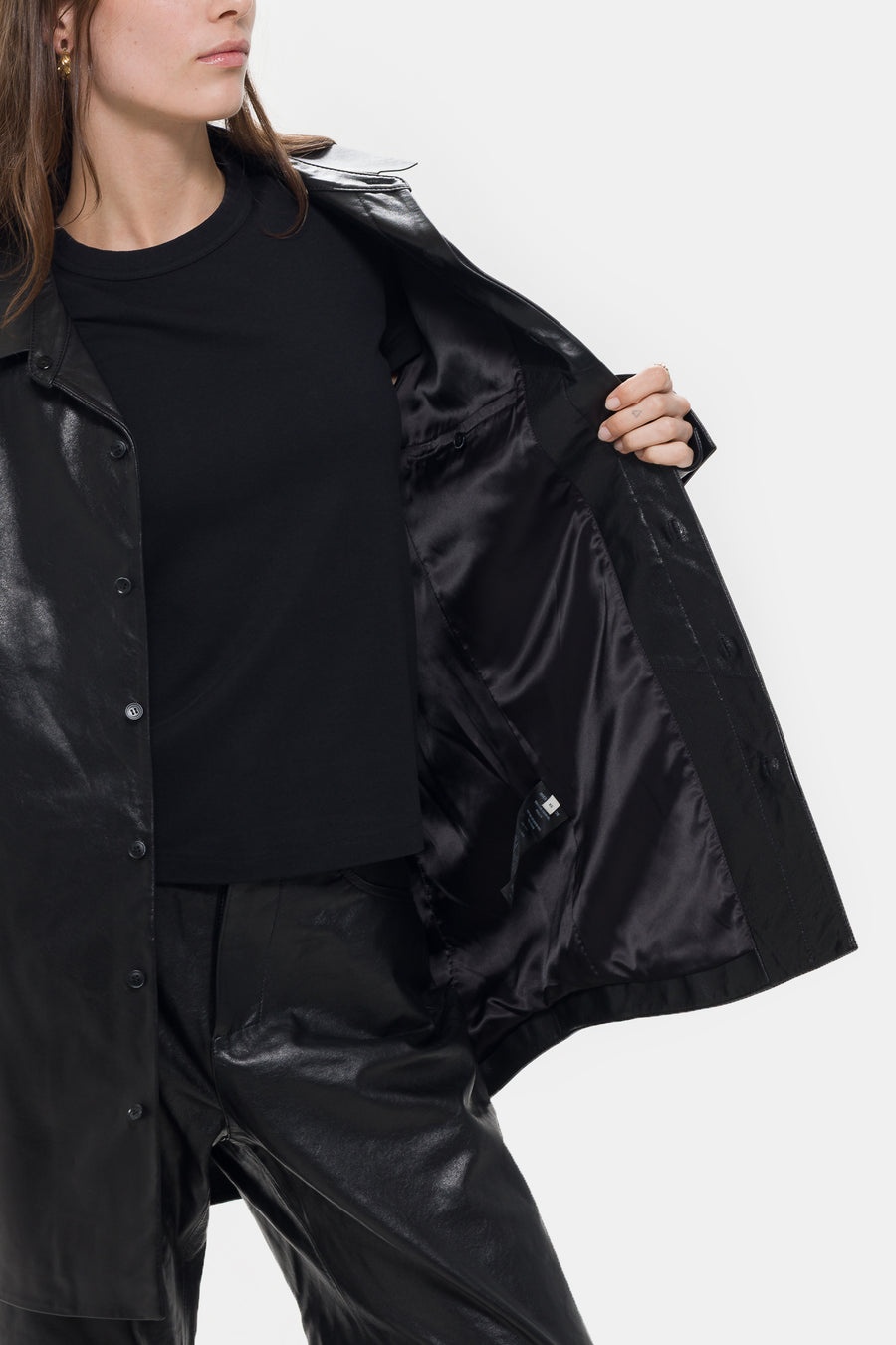 Legacy Leather Shirt in Black - 5