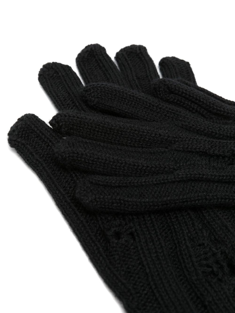 distressed ribbed-knit gloves - 2
