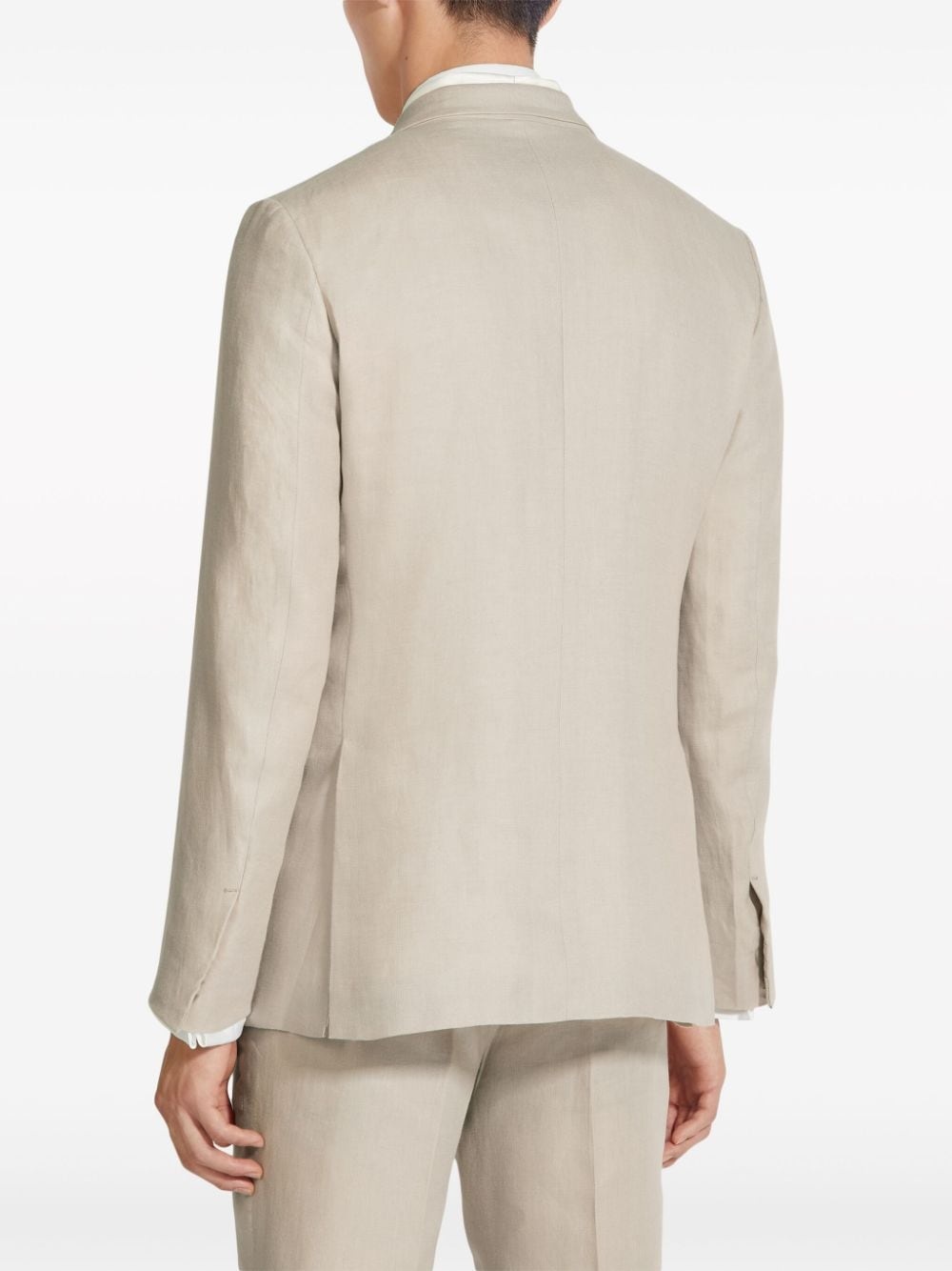 off-centre front linen blazer - 4