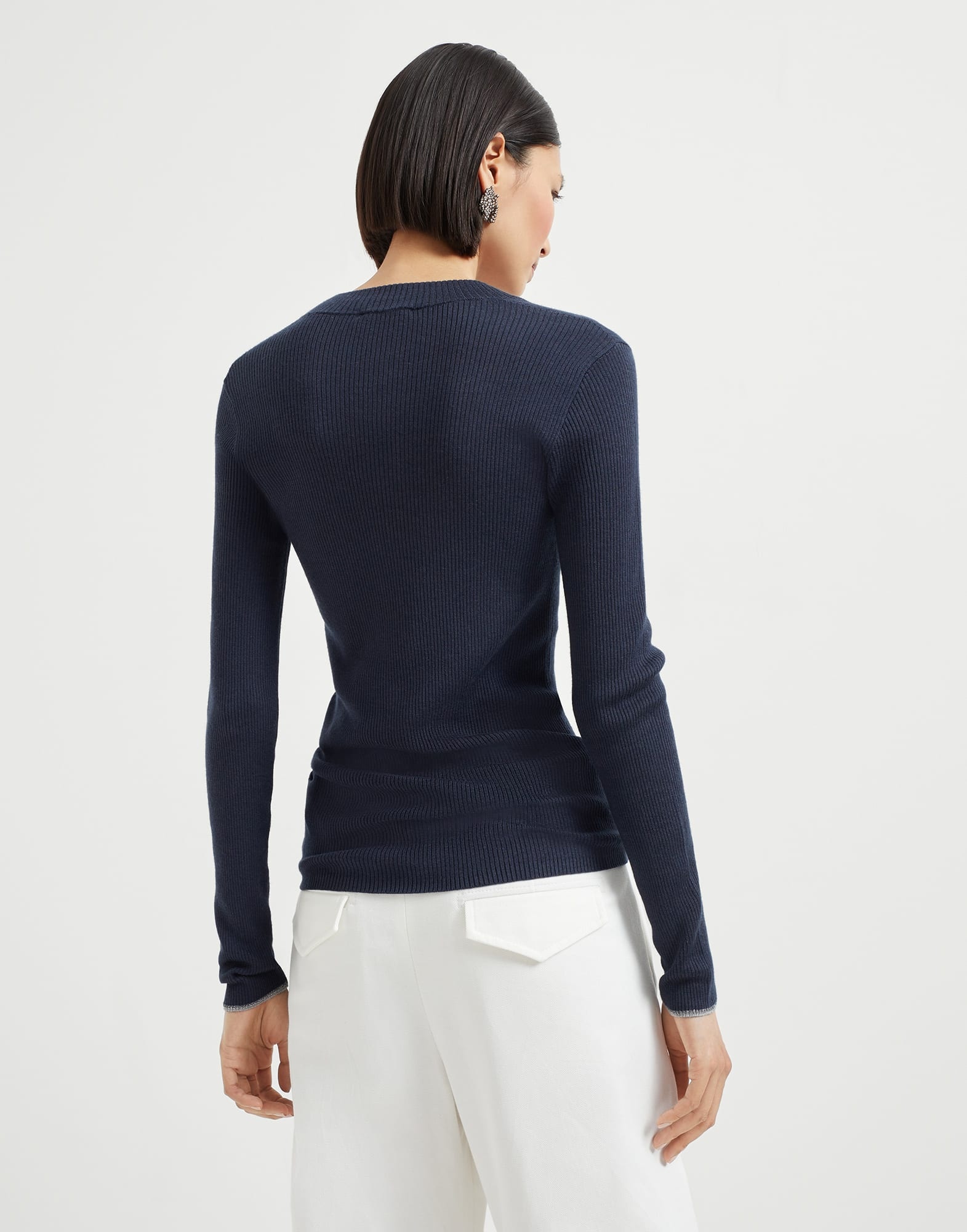 Cashmere and silk lightweight sweater with sparkling cuffs - 2
