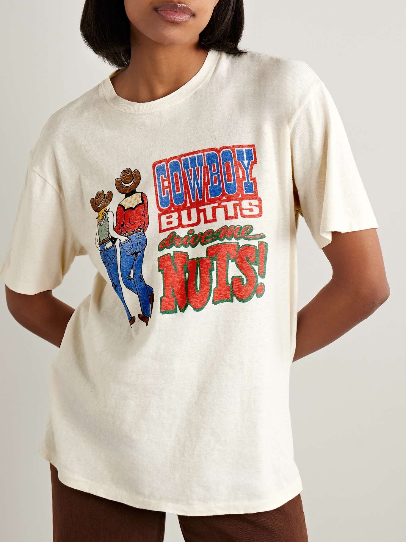 Boyfriend printed cotton-jersey T-shirt Off-white - 3