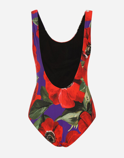 Dolce & Gabbana Racing swimsuit with anemone print outlook