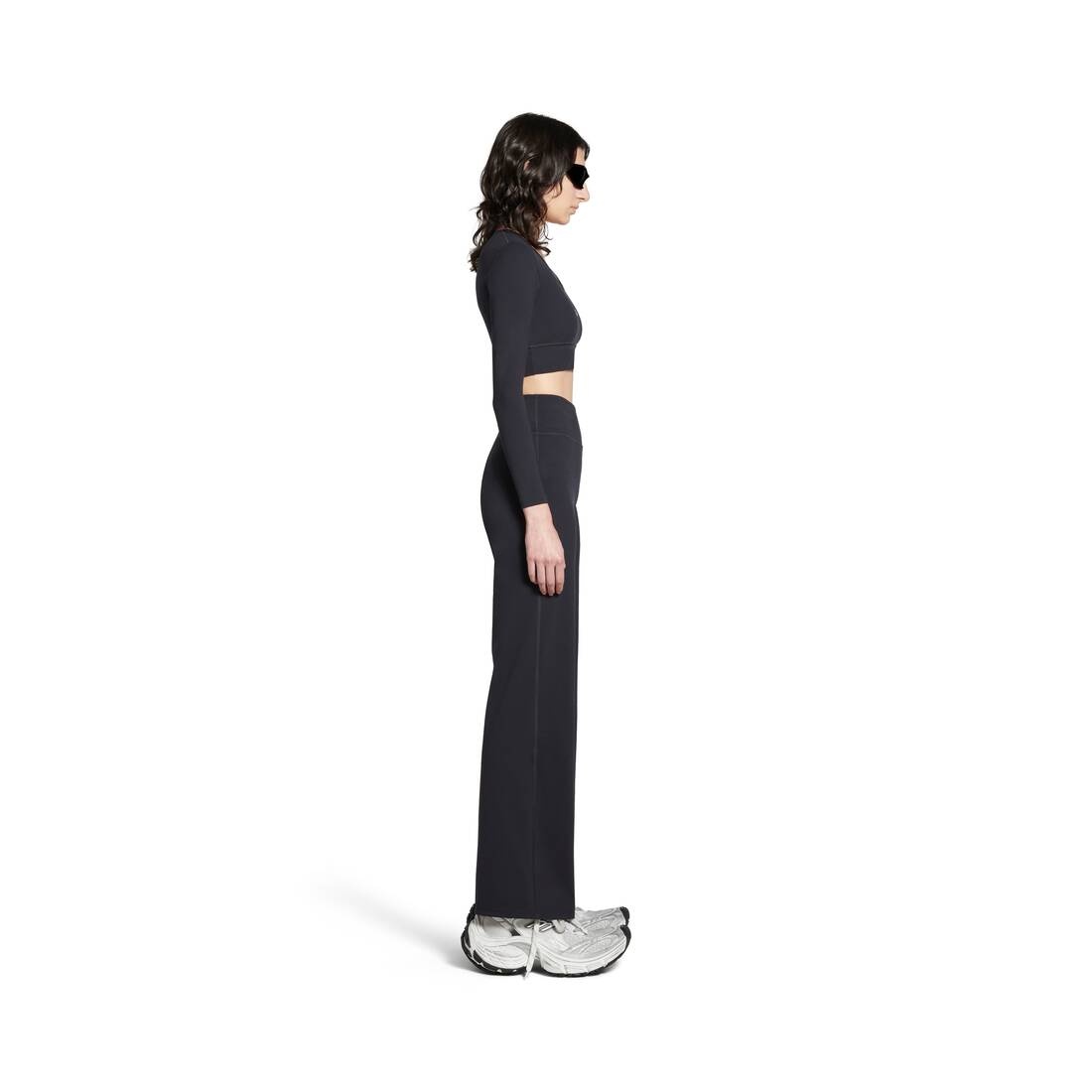 Activewear Flared Slim Pants in Black - 3