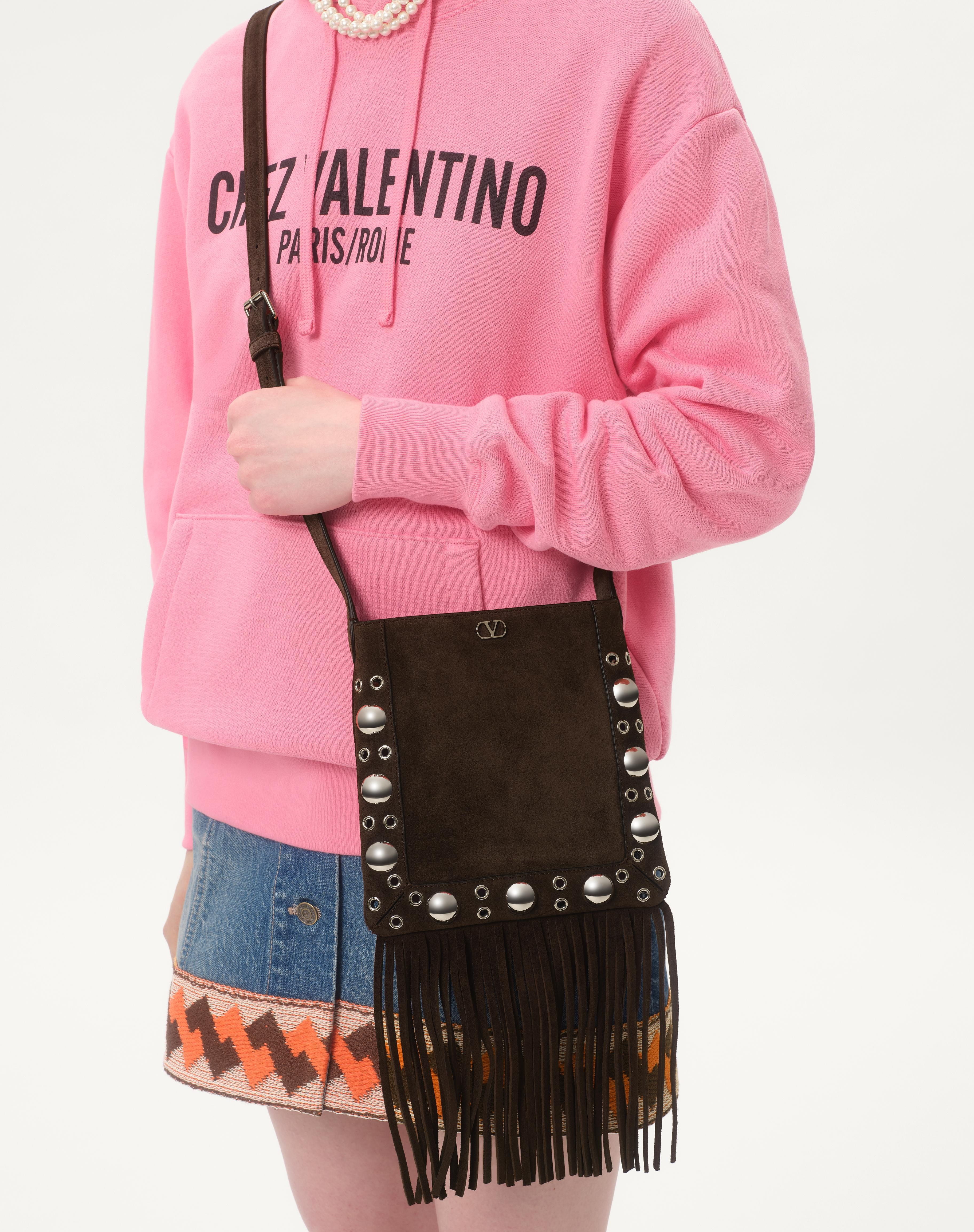 VALENTINO GARAVANI NELLCÔTE SMALL SHOULDER BAG IN SUEDE WITH FRINGES - 7