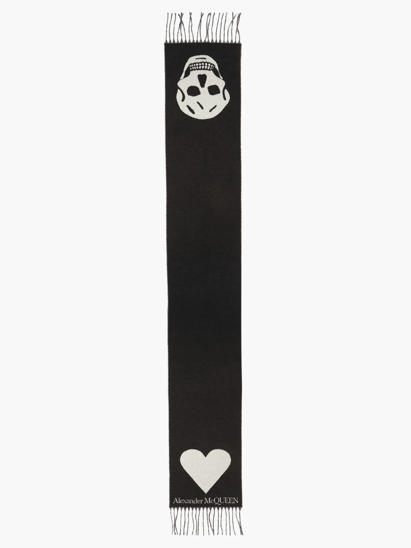 Skull and heart jacquard wool-blend gauze scarf - 4