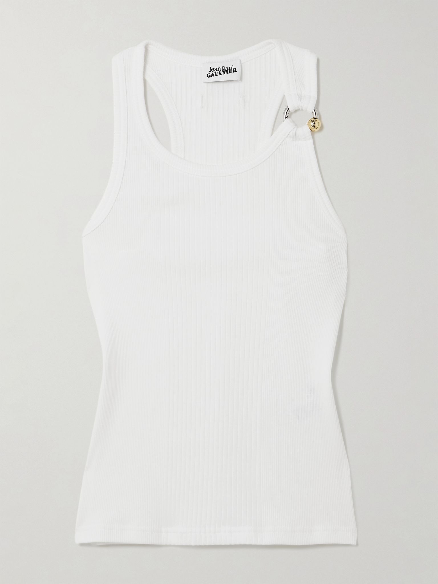 Embellished ribbed cotton-jersey tank White - 1
