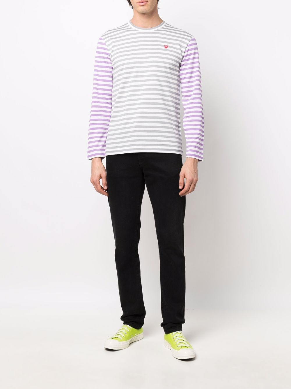 logo-embroidered striped T-shirt - 2