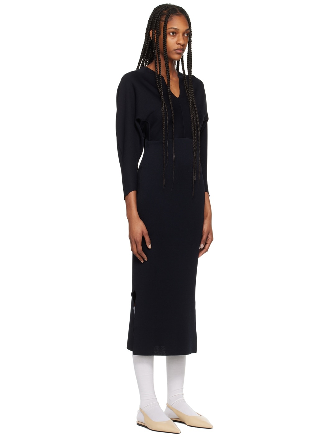 Black V-Neck Maxi Dress - 2